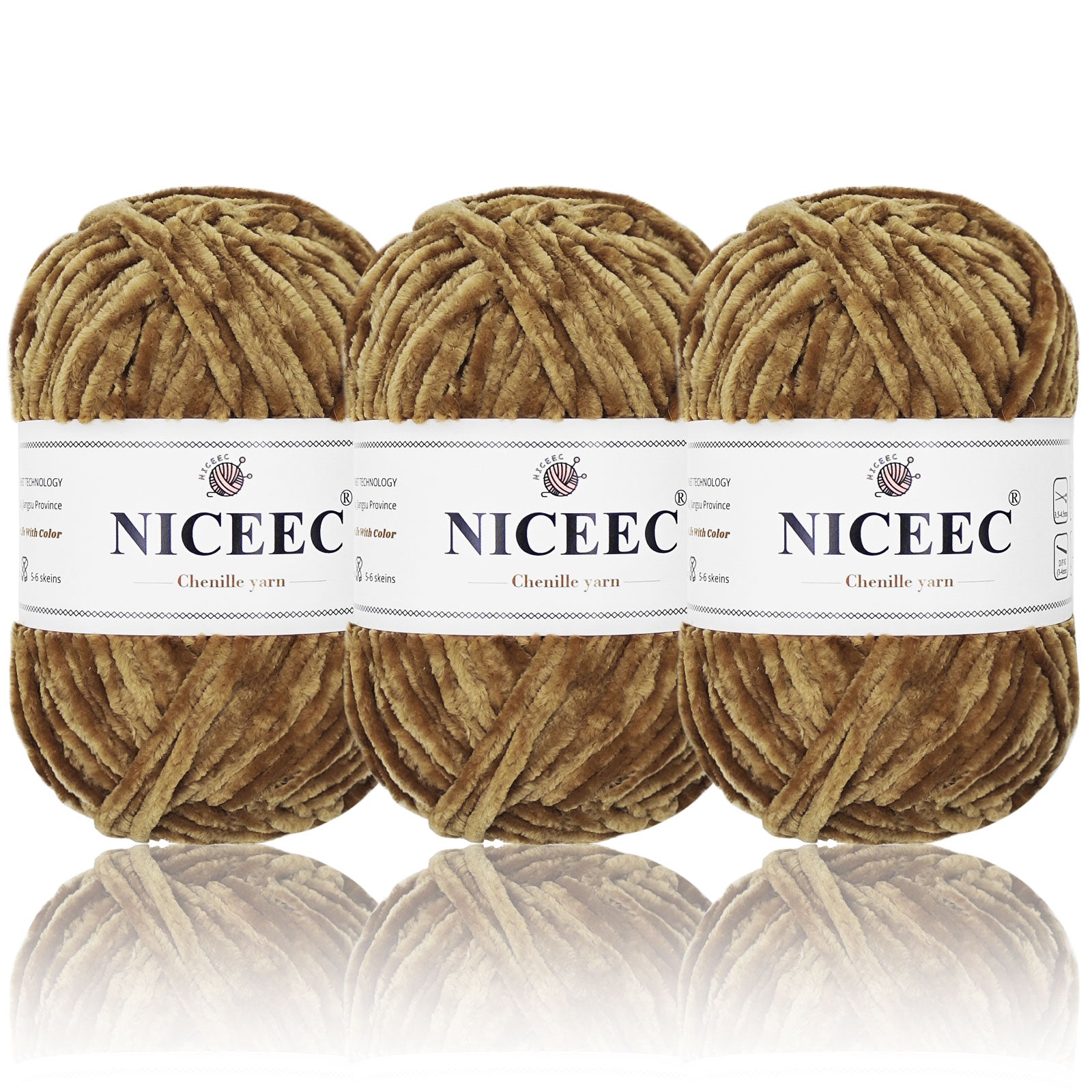 NICEEC 3 Skeins Soft Chenille Yarn Blanket Yarn for Knitting Fancy Yarn for Crochet Weaving DIY Craft