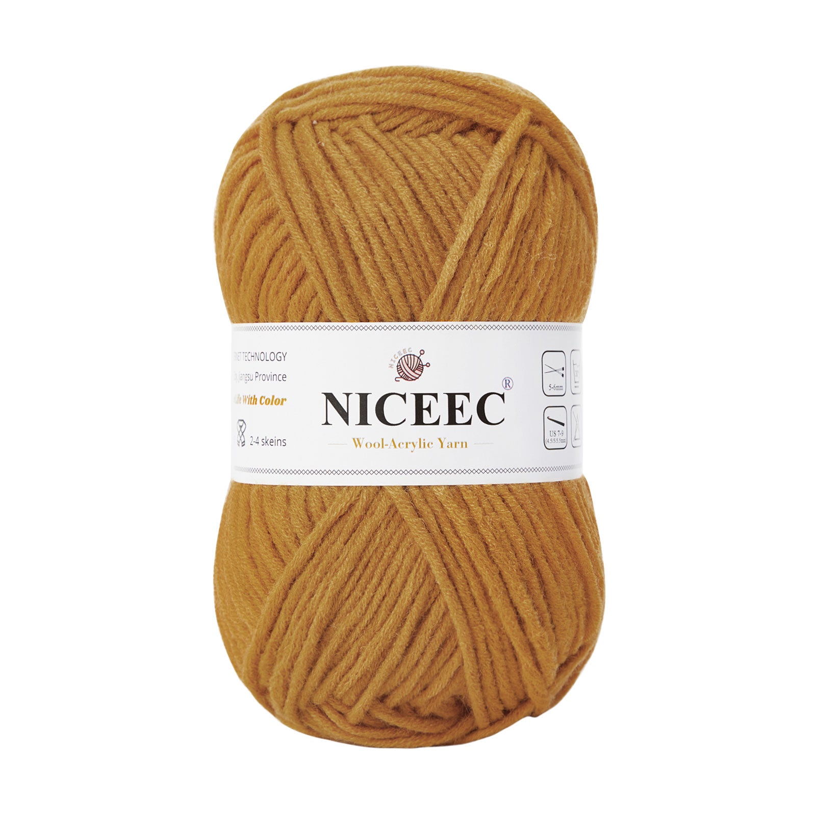 NICEEC 1 Skein Soft Wool-Acrylic Yarn for Knitting Worsted Weight Yarn Quality Yarn for DIY Craft Wool Blend Yarn for Crochet Blanket Yarn(3.53oz,153yds)