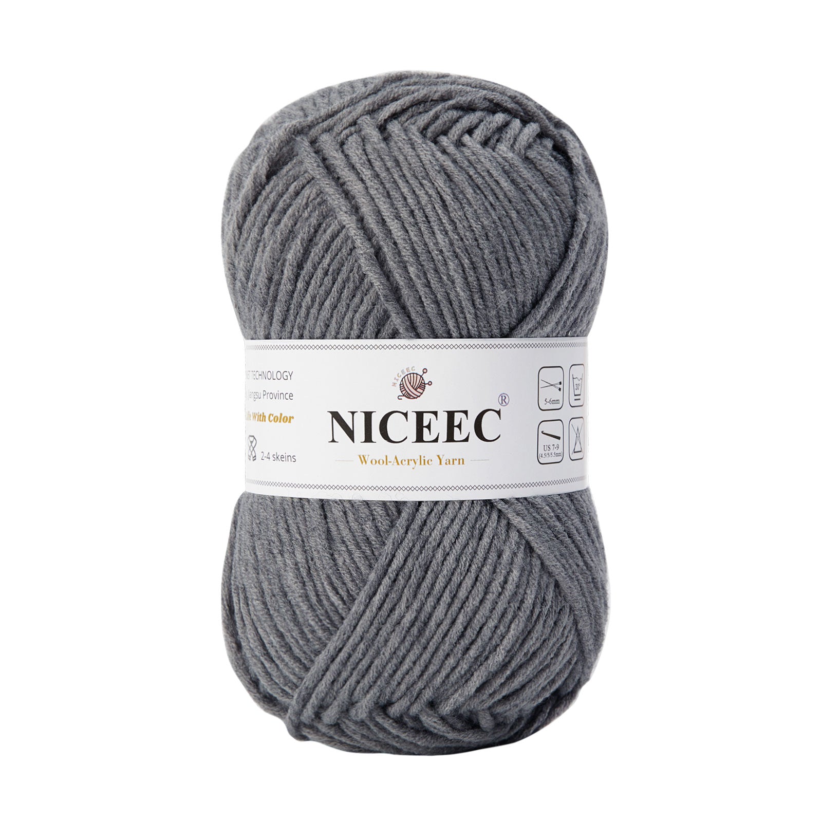 NICEEC 1 Skein Soft Wool-Acrylic Yarn for Knitting Worsted Weight Yarn Quality Yarn for DIY Craft Wool Blend Yarn for Crochet Blanket Yarn(3.53oz,153yds)