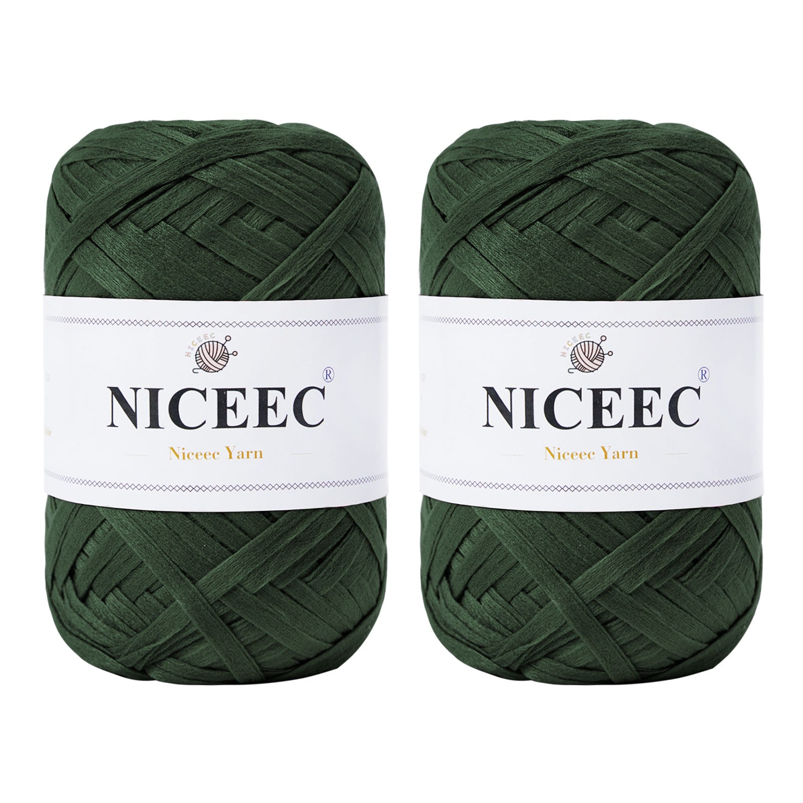 NICEEC 2 Skeins Soft Tape Yarn for Crocheting Craft Paper Yarn Easy Crochet Raffia Yarn Ribbon Yarn for DIY Craft Gift Wrapping Total Length 1.76oz×2/109yds×2-Pinkish Purple