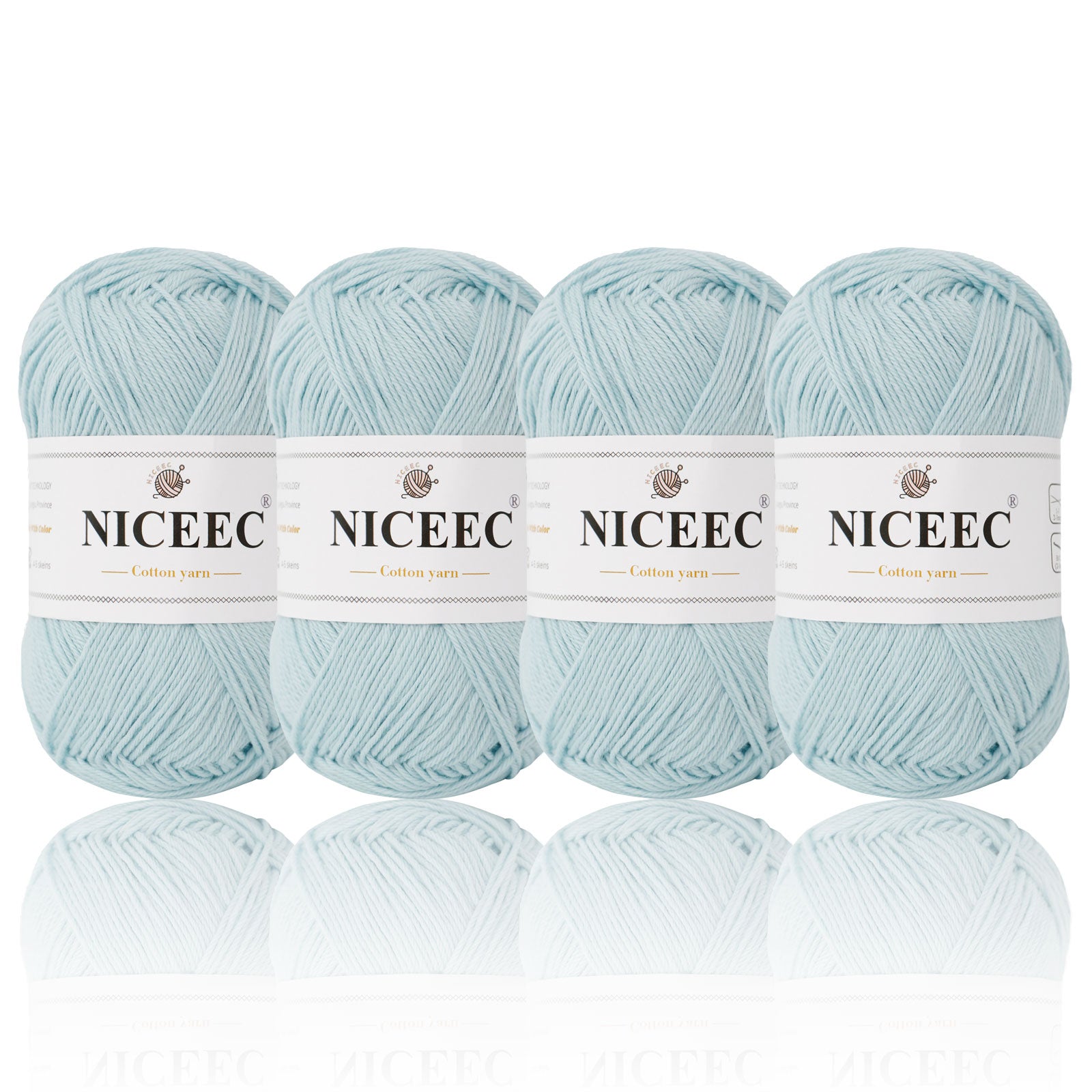 NICEEC 4 Skeins Soft Baby Yarn 100% Cotton Yarn for Crochet Knitting 4 Ply Yarn Blanket Yarn for DIY Craft Fingering Weight Yarn Total Length 4×175yds/4×50g