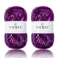 NICEEC 2 Skeins Metal T-Shirt Yarn Single-Side Bright, Glossy, Crochet & Knitting, Fabric Cloth Yarn Handmade DIY Craft Bag Basket Cushion-Totle Length 64yds(7.1oz)