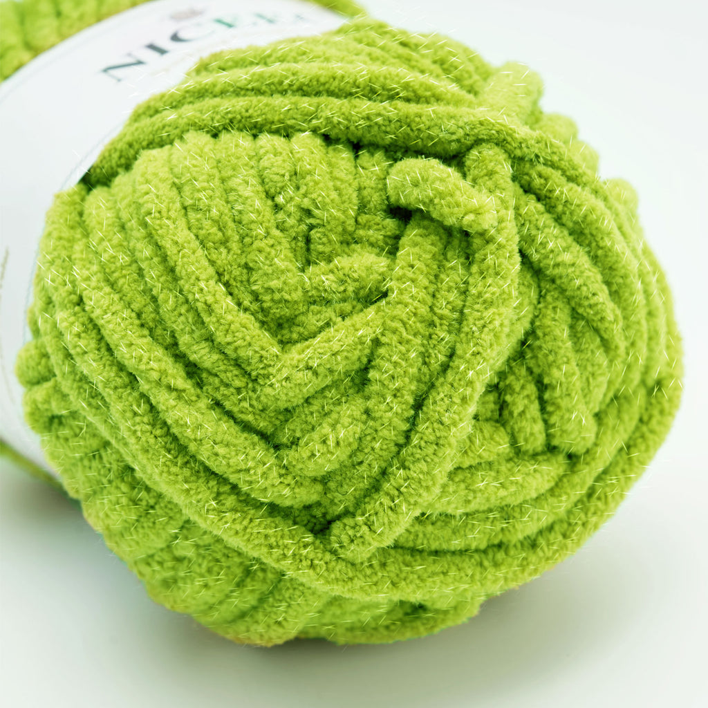 NICEEC 3 Skeins Sparkling Chenille Yarn Soft Yarn for Crochet Knitting Blanket Yarn DIY Craft Yarn for Blanket-Total Length 3×50m(3×55yds,100g×3)