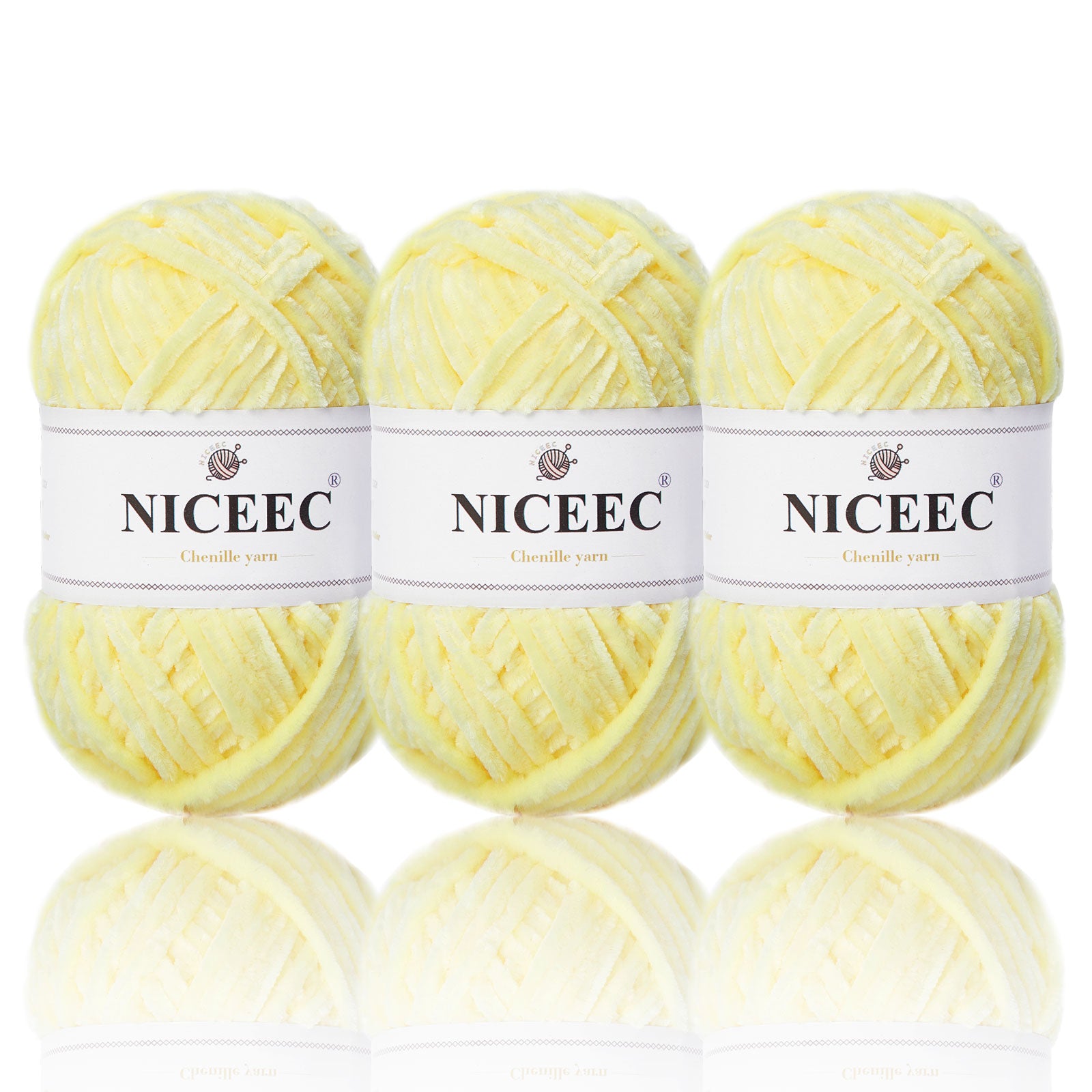 NICEEC 3 Skeins Soft Chenille Yarn Blanket Yarn for Knitting Fancy Yarn for Crochet Weaving DIY Craft