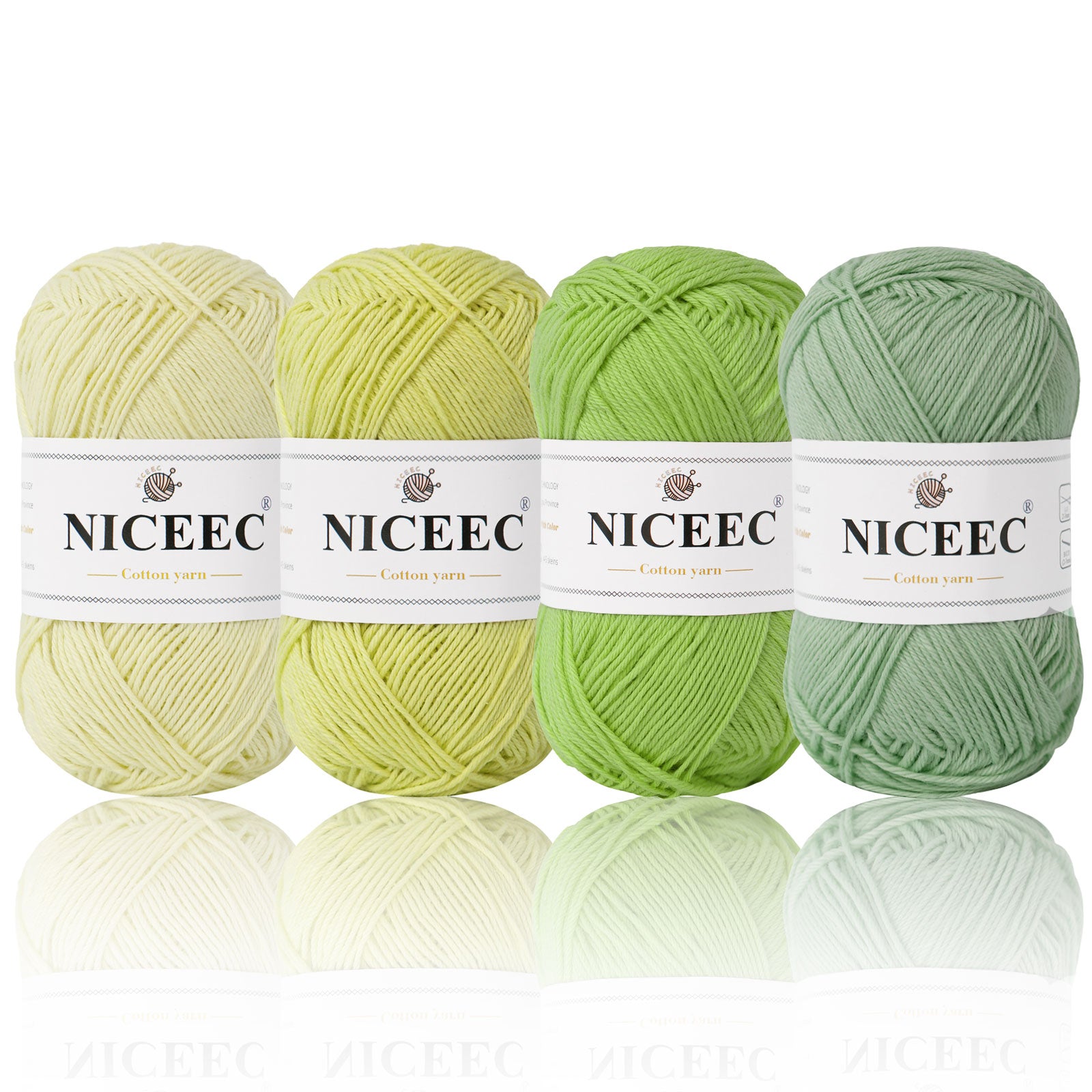 NICEEC 4 Skeins Soft Baby Yarn 100% Cotton Yarn for Crochet Knitting 4 Ply Yarn Blanket Yarn for DIY Craft Fingering Weight Yarn Total Length 4×175yds/4×50g