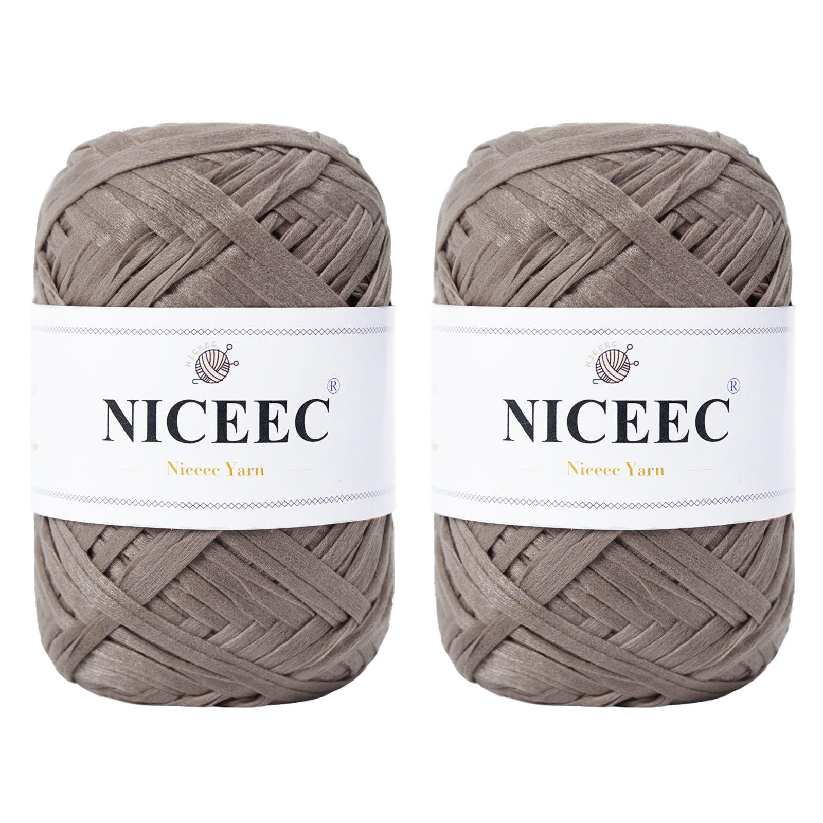 NICEEC 2 Skeins Soft Tape Yarn for Crocheting Craft Paper Yarn Easy Crochet Raffia Yarn Ribbon Yarn for DIY Craft Gift Wrapping Total Length 1.76oz×2/109yds×2-Pinkish Purple