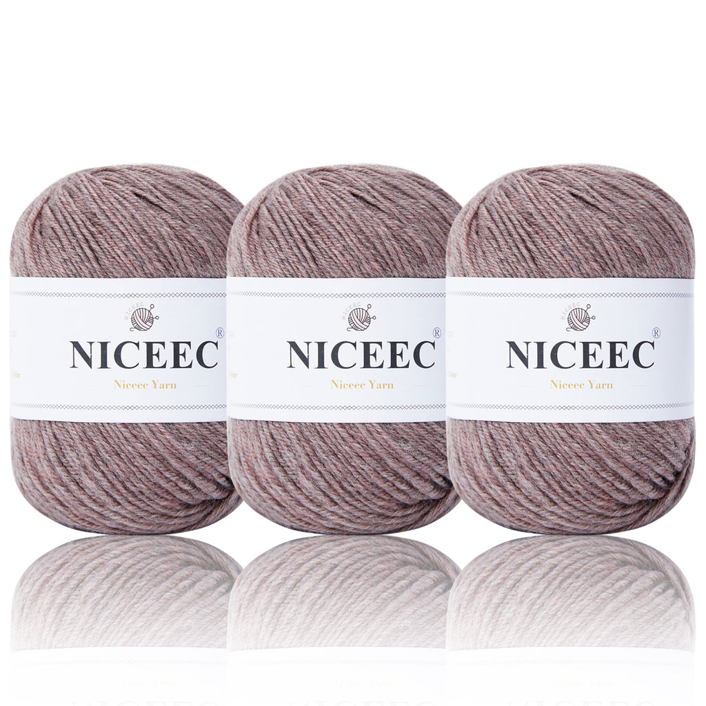 NICEEC 4 Skeins Soft Merino Wool Yarn - Soft & Warm, Finger Weight, Woolen Yarn for Crochet & Knitting