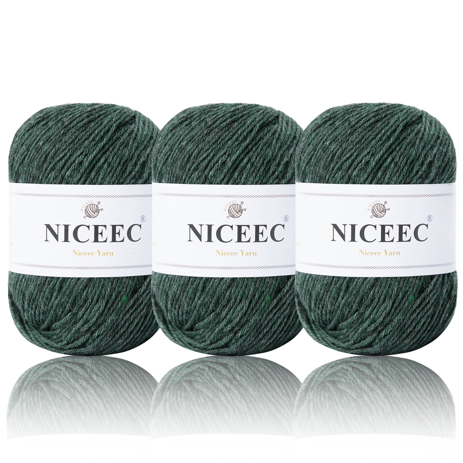 NICEEC 4 Skeins Soft Merino Wool Yarn - Soft & Warm, Finger Weight, Woolen Yarn for Crochet & Knitting
