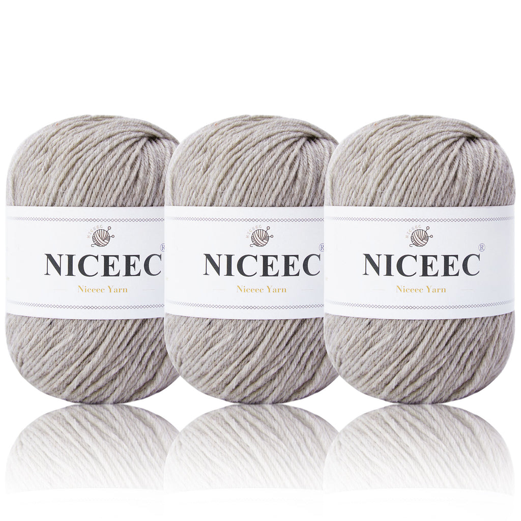 NICEEC 4 Skeins Soft Merino Wool Yarn - Soft & Warm, Finger Weight, Woolen Yarn for Crochet & Knitting