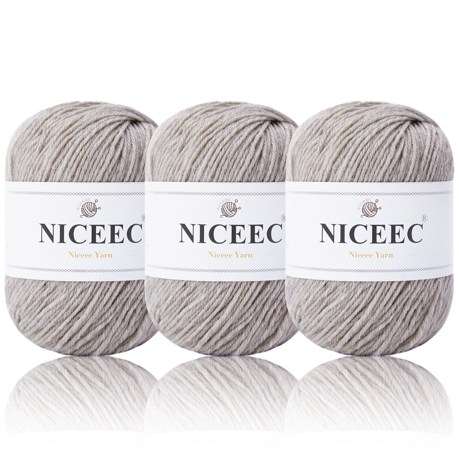 NICEEC 4 Skeins Soft Merino Wool Yarn - Soft & Warm, Finger Weight, Woolen Yarn for Crochet & Knitting