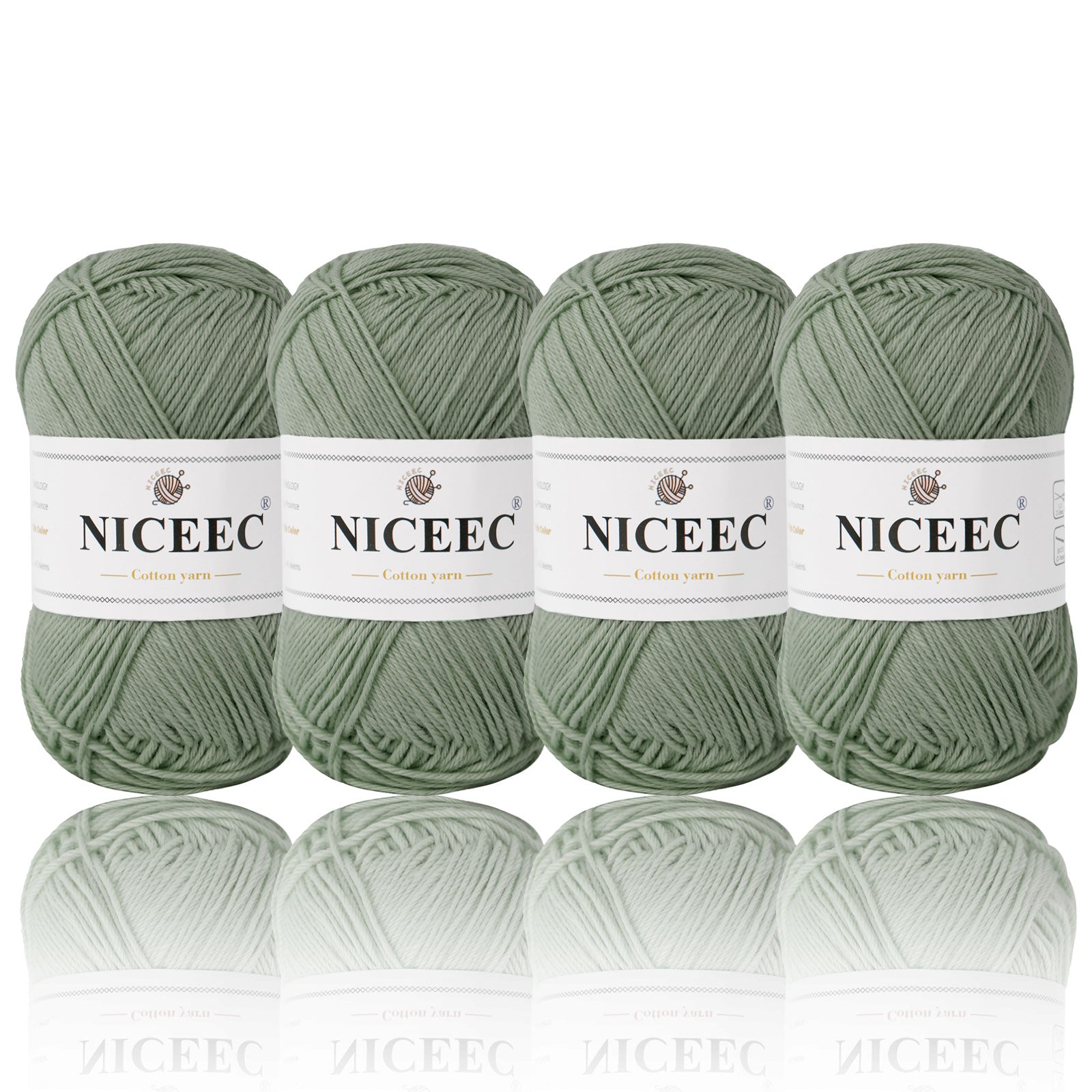 NICEEC 4 Skeins Soft Baby Yarn 100% Cotton Yarn for Crochet Knitting 4 Ply Yarn Blanket Yarn for DIY Craft Fingering Weight Yarn Total Length 4×175yds/4×50g