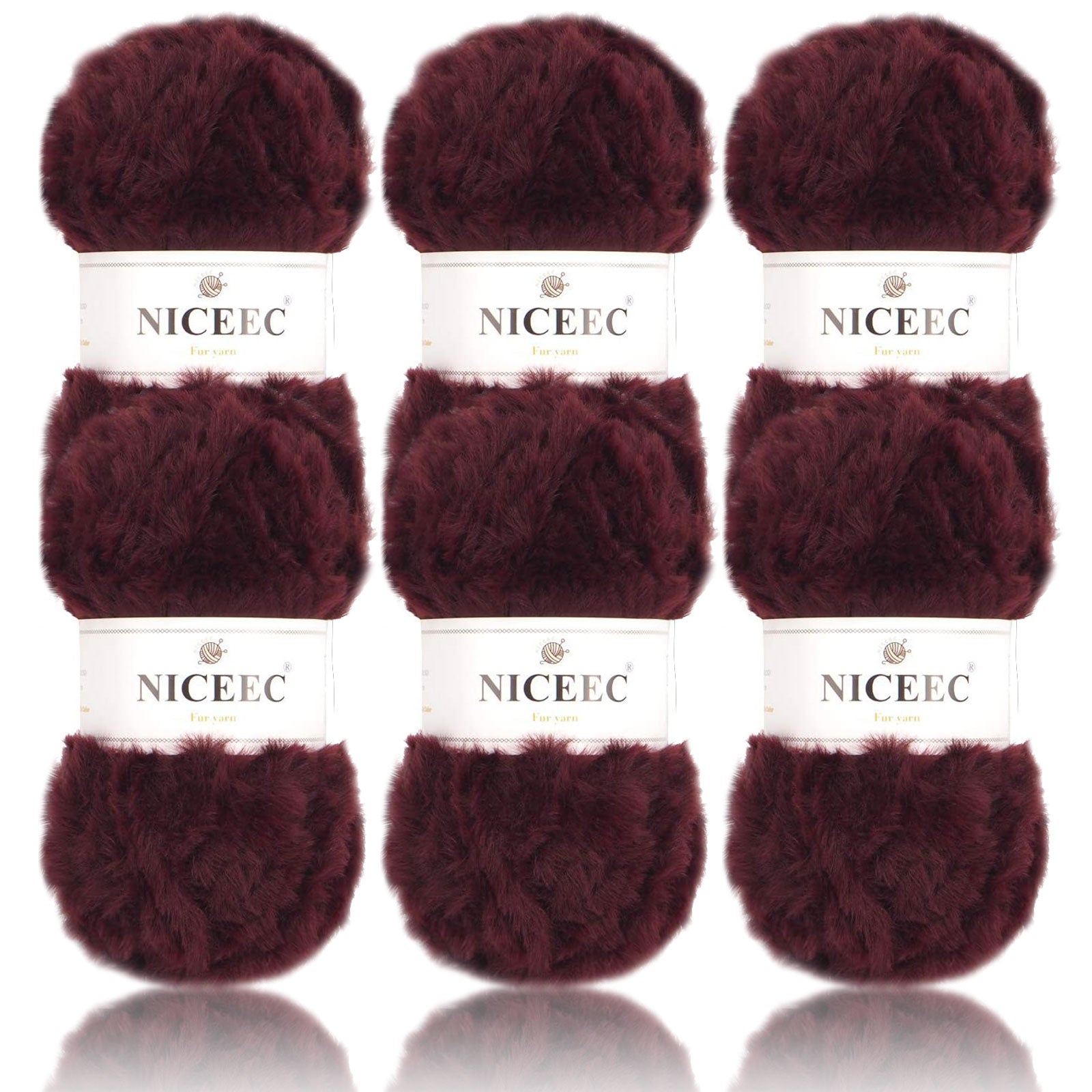 NICEEC 2 Skeins Super Soft Fur Yarn Chunky Fluffy Faux Fur Yarn Eyelash Yarn for Crochet Knit -Total Length 2×32m(2×35yds,50g×2)