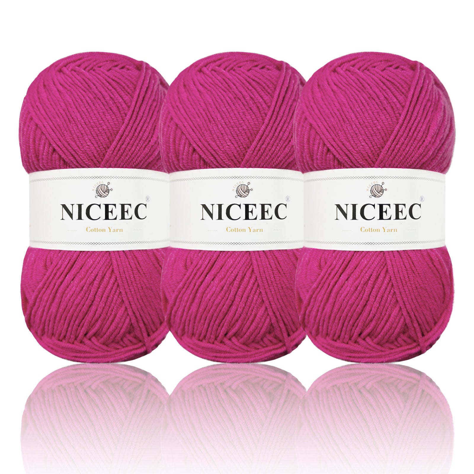 NICEEC 3 Skeins Soft Cotton Yarn 5ply Baby Cotton Yarn for Knitting Crochet Baby Weight Yarn Cotton Blend Yarn Total Length 3×220m(3×240 yds,100g×3)
