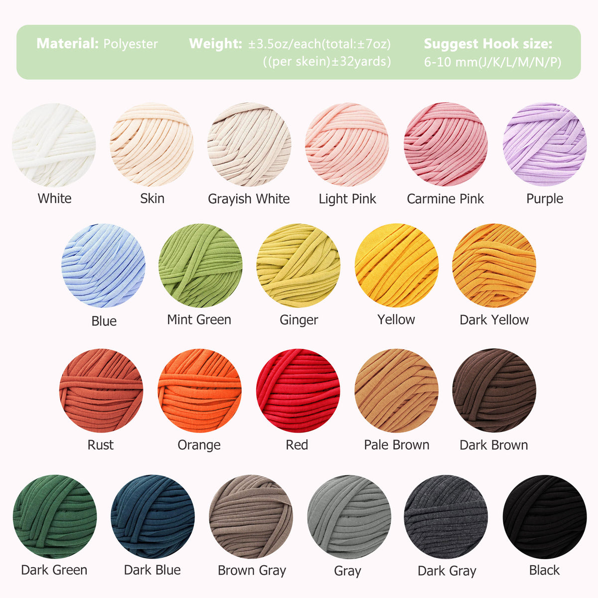 NICEEC 2 Skeins Soft T-Shirt Yarn for Crochet & Knitting -Easy Crocehted Solid Color Fabric Cloth Yarn for Handmade DIY Crafts - Bag, Basket, Cushion