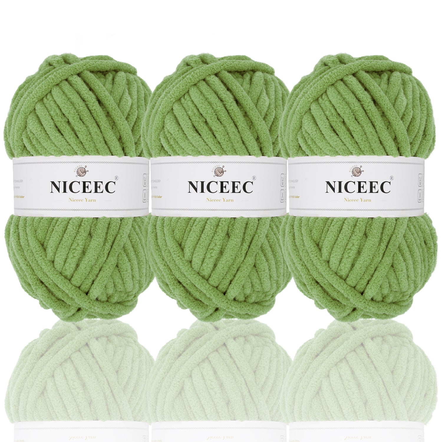 NICEEC 3 Skeins Sparkling Chenille Yarn Soft Yarn for Crochet Knitting Blanket Yarn DIY Craft Yarn for Blanket-Total Length 3×50m(3×55yds,100g×3)