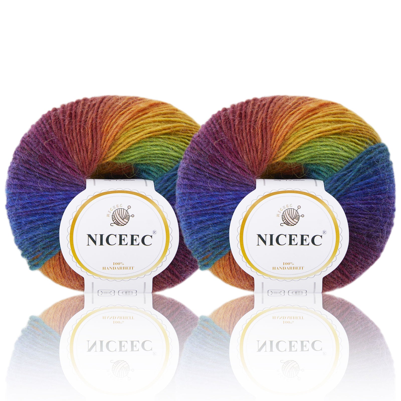 Rainbow Soft Yarn 100% Wool Gradient Multi Color Yarn for Crocheting Knit