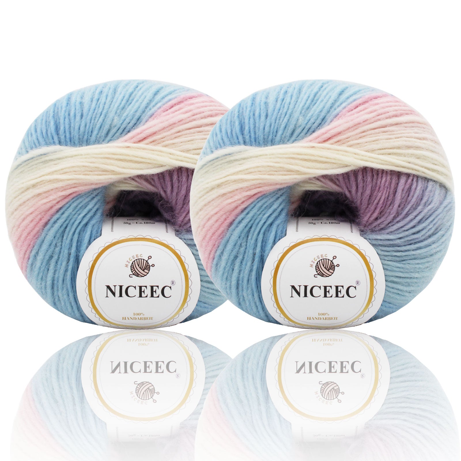 Rainbow Soft Yarn 100% Wool Gradient Multi Color Yarn for Crocheting Knit