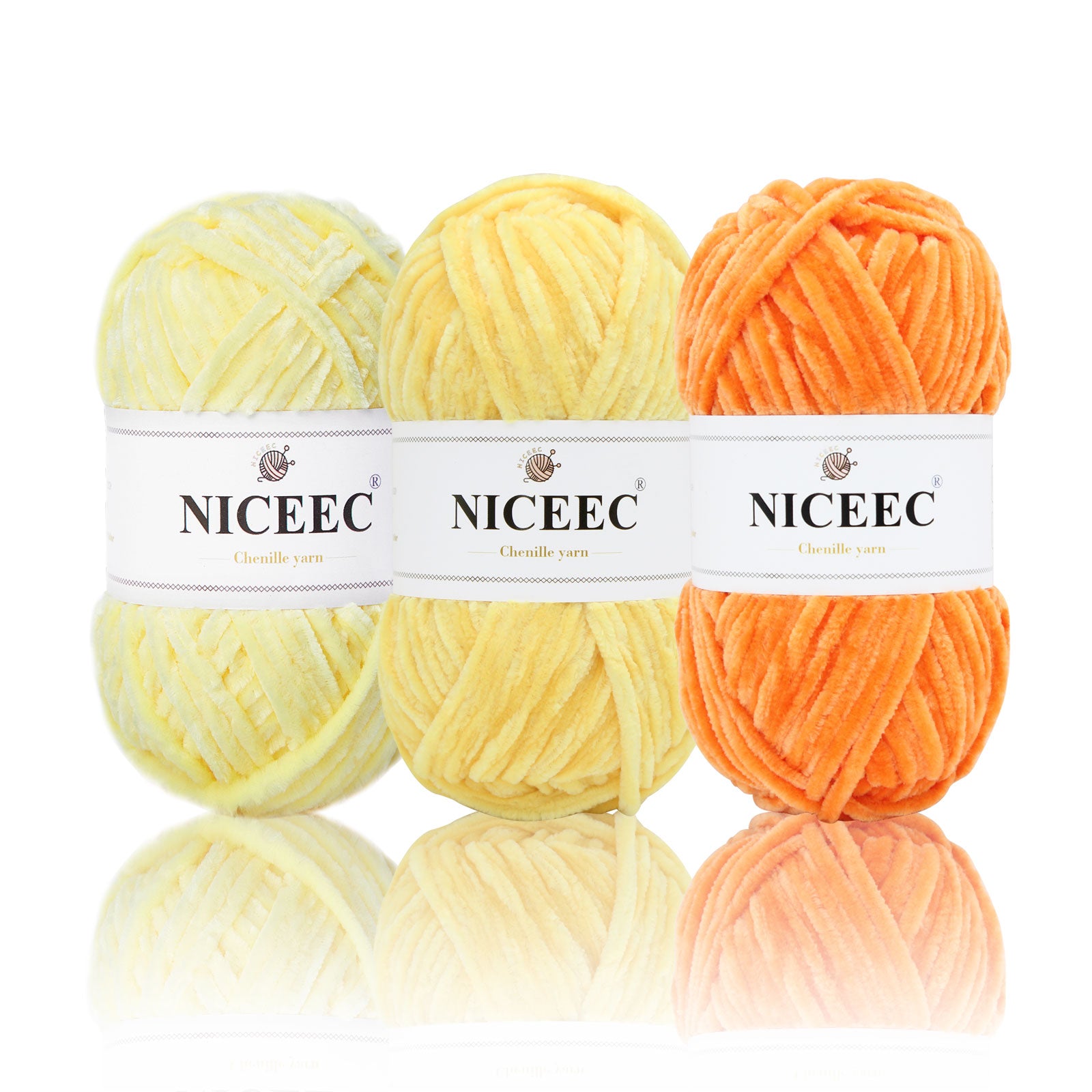 NICEEC 3 Skeins Soft Chenille Yarn Blanket Yarn for Knitting Fancy Yarn for Crochet Weaving DIY Craft