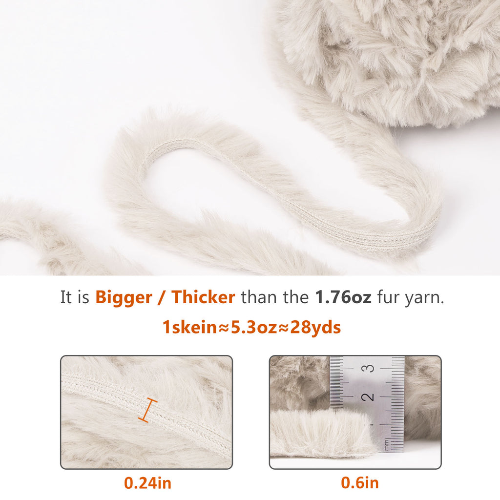 NICEEC 3 Skeins Chunky Fur Yarn - Super Soft Faux Fur, Fluffy & Fuzzy, Eyelash Yarn for Crochet & Knitting (84yds/15.9oz)