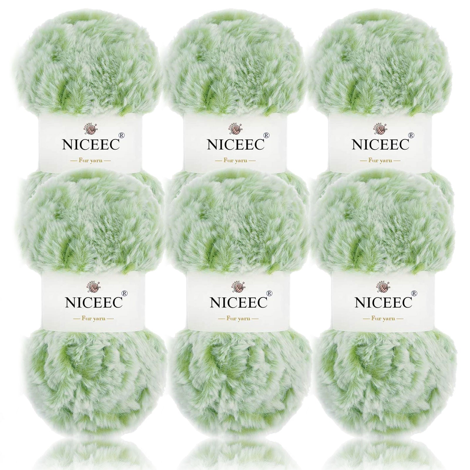 NICEEC 2 Skeins Super Soft Fur Yarn Chunky Fluffy Faux Fur Yarn Eyelash Yarn for Crochet Knit -Total Length 2×32m(2×35yds,50g×2)