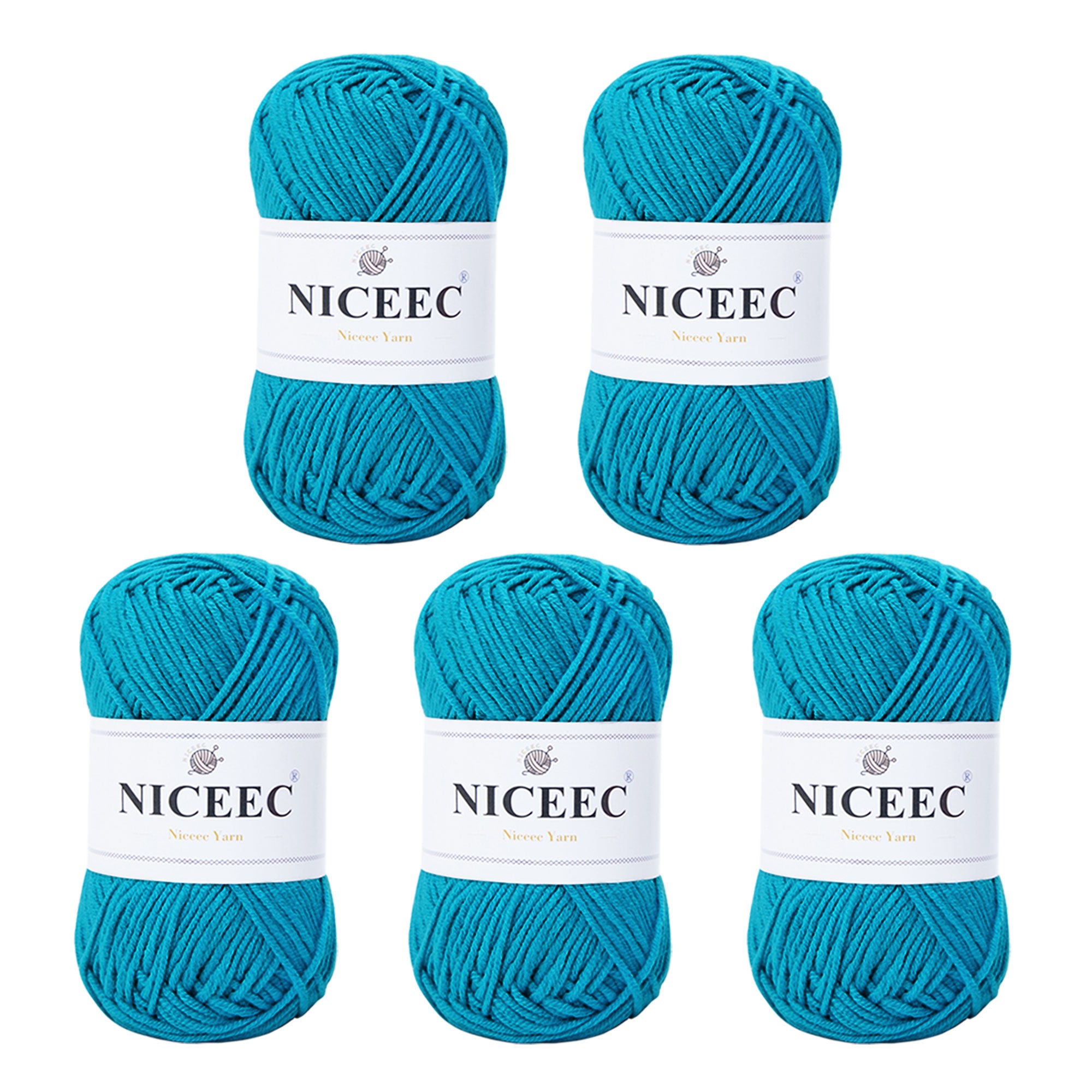 NICEEC 5 Skeins Cotton Blend Yarn Soft Yarn for Crocheting Baby Blanket Yarn for Knitting Easy Use 4 Ply Yarn Multicolored Yarn for DIY Craft