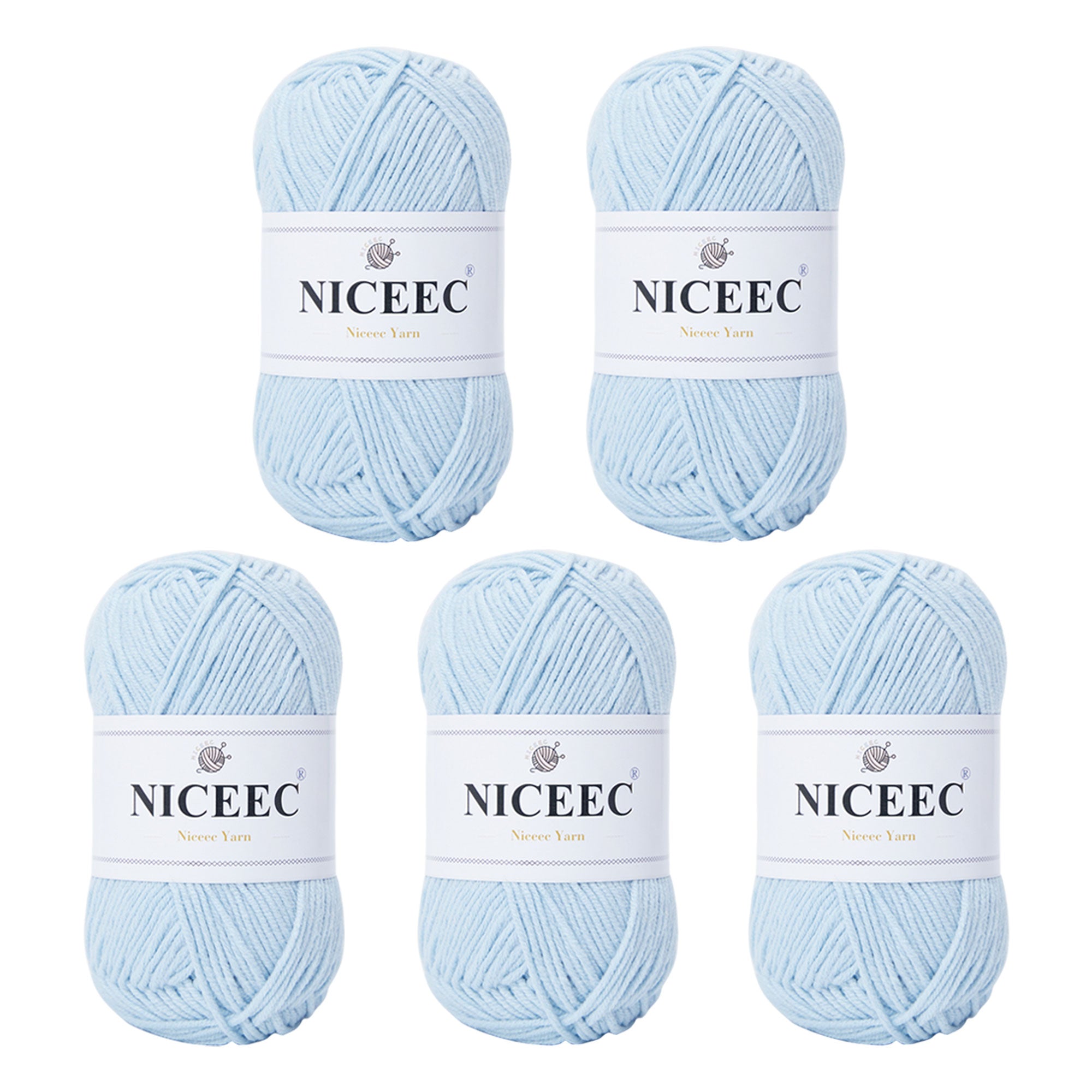 NICEEC 5 Skeins Cotton Blend Yarn Soft Yarn for Crocheting Baby Blanket Yarn for Knitting Easy Use 4 Ply Yarn Multicolored Yarn for DIY Craft