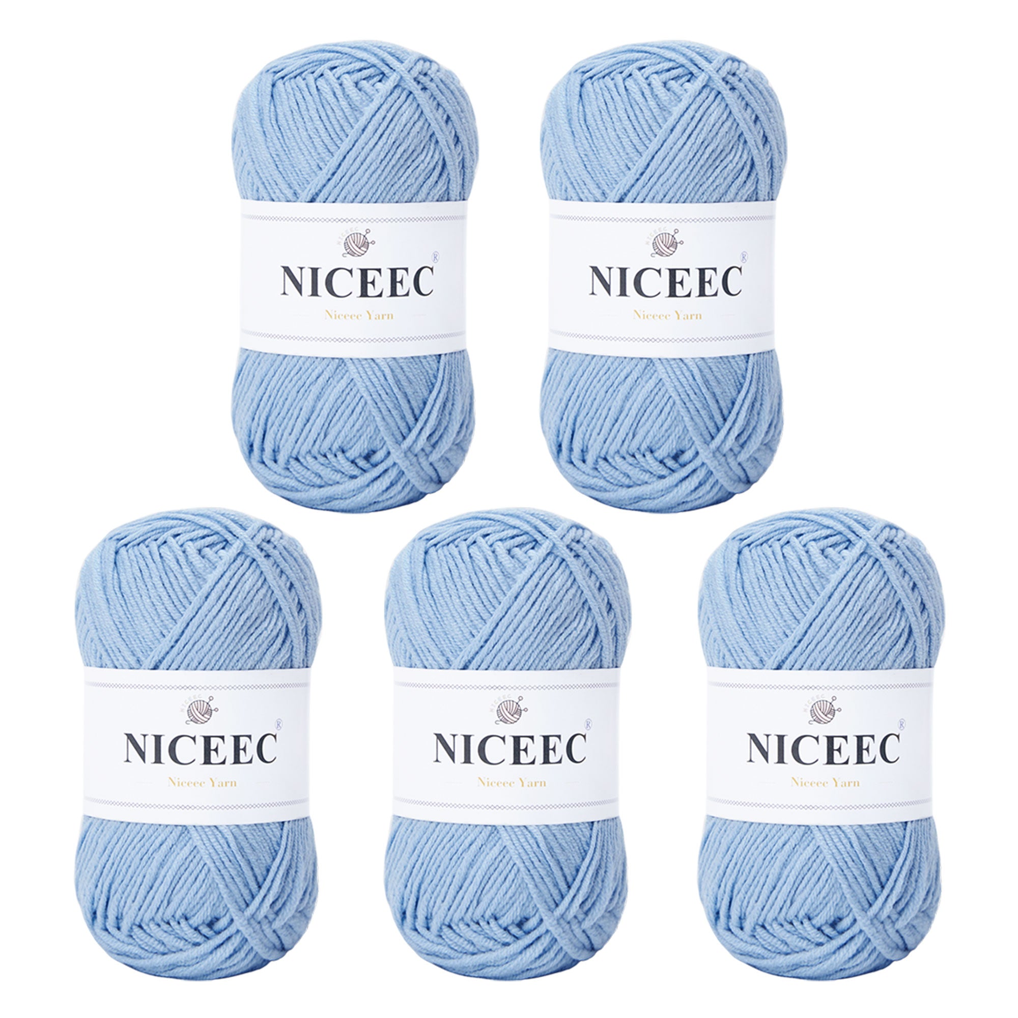 NICEEC 5 Skeins Cotton Blend Yarn Soft Yarn for Crocheting Baby Blanket Yarn for Knitting Easy Use 4 Ply Yarn Multicolored Yarn for DIY Craft