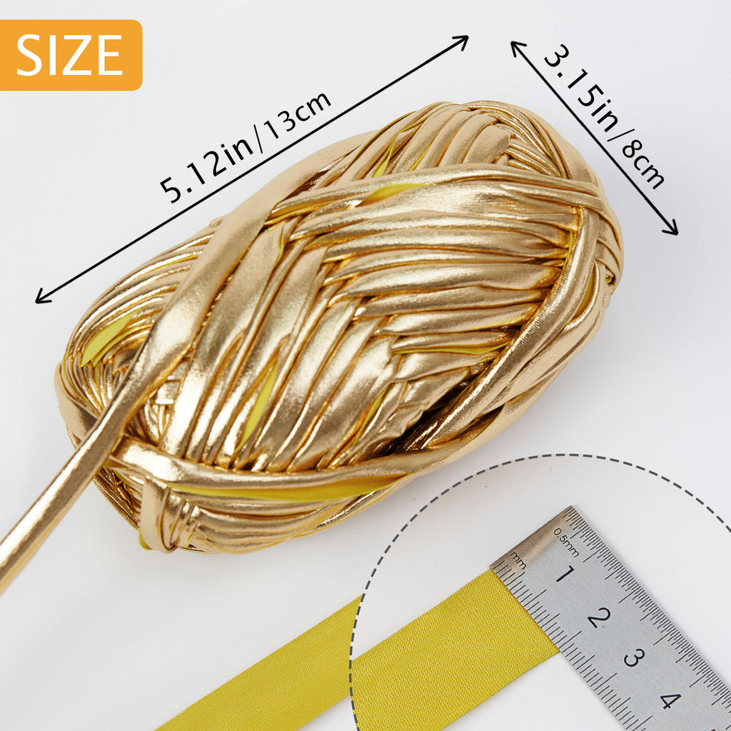 NICEEC 2 Skeins Metal T-Shirt Yarn Single-Side Bright, Glossy, Crochet & Knitting, Fabric Cloth Yarn Handmade DIY Craft Bag Basket Cushion-Totle Length 64yds(7.1oz)