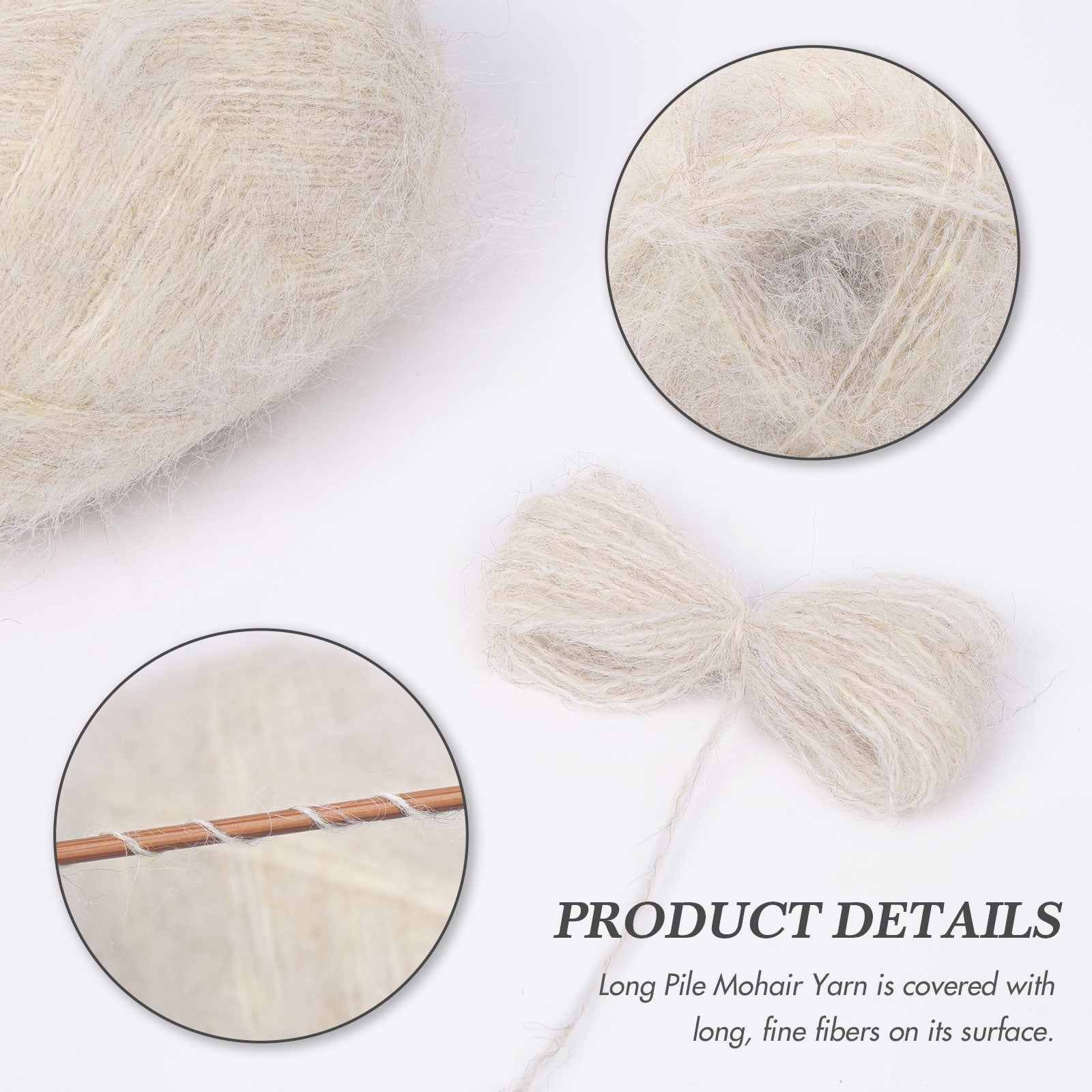 NICEEC 2 Skeins Long Pile Mohair Yarn, Fluffy & Fuzzy, Luxurious & Thin, Slik Wool Blend Yarn for Crochet & Knitting