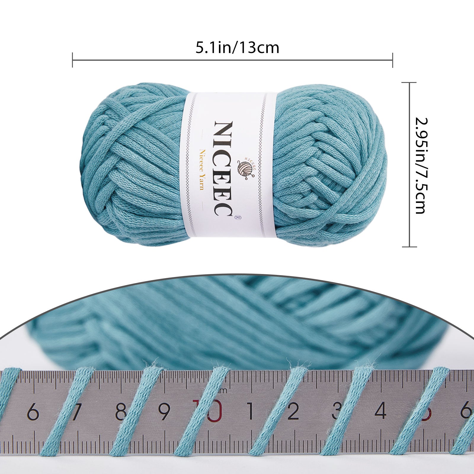 NICEEC 4 Skeins Soft Cotton-Nylon Blend Yarn for Crochet & Knitting - Easy-Use, Beginner Friendly, DIY Craft Yarn - Total Length 220yds (7.1oz)