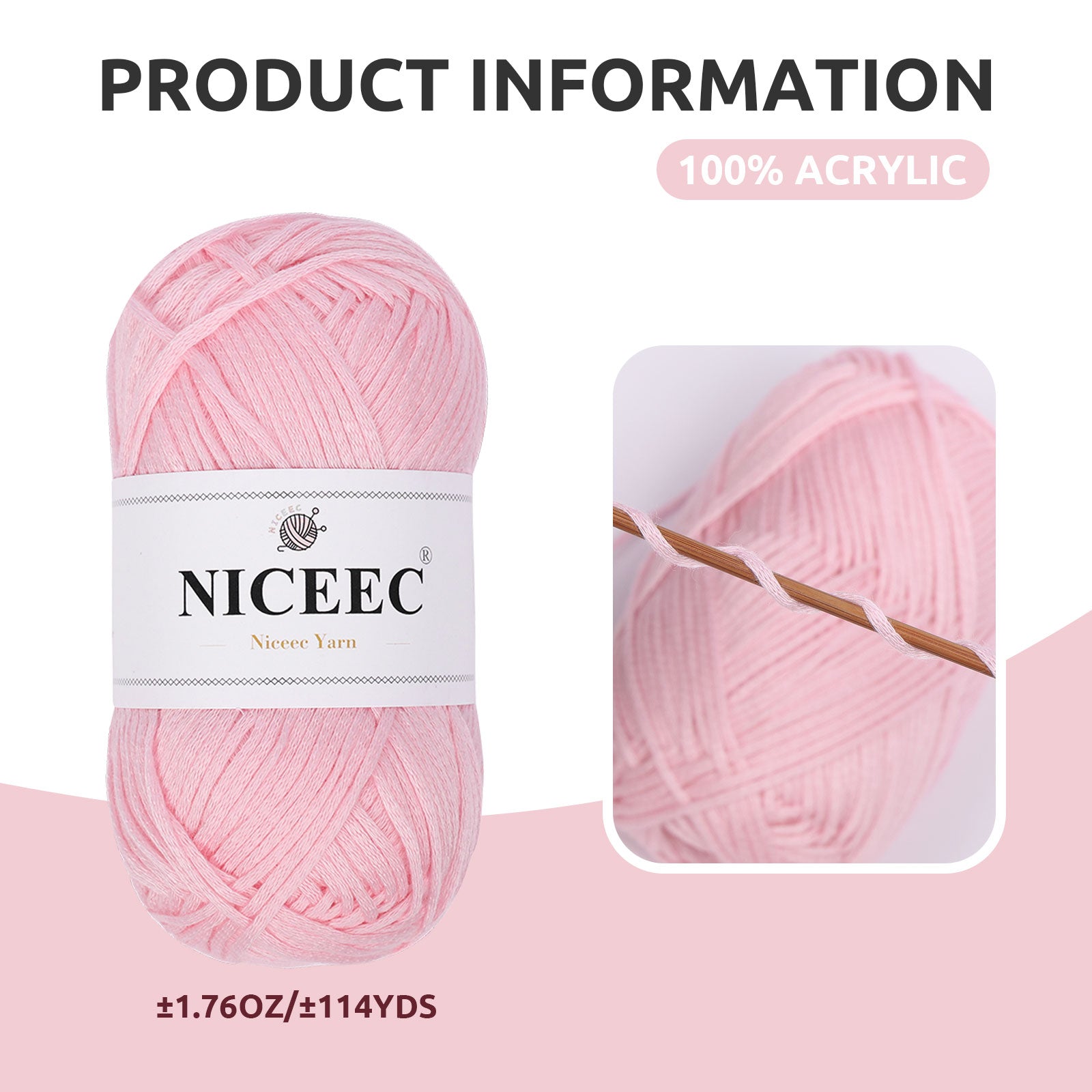 NICEEC 4 Skeins Soft Tube Yarn, 100% Acrylic, Easy Crochet & Knitting, Beginner Friendly, DIY Craft Yarn