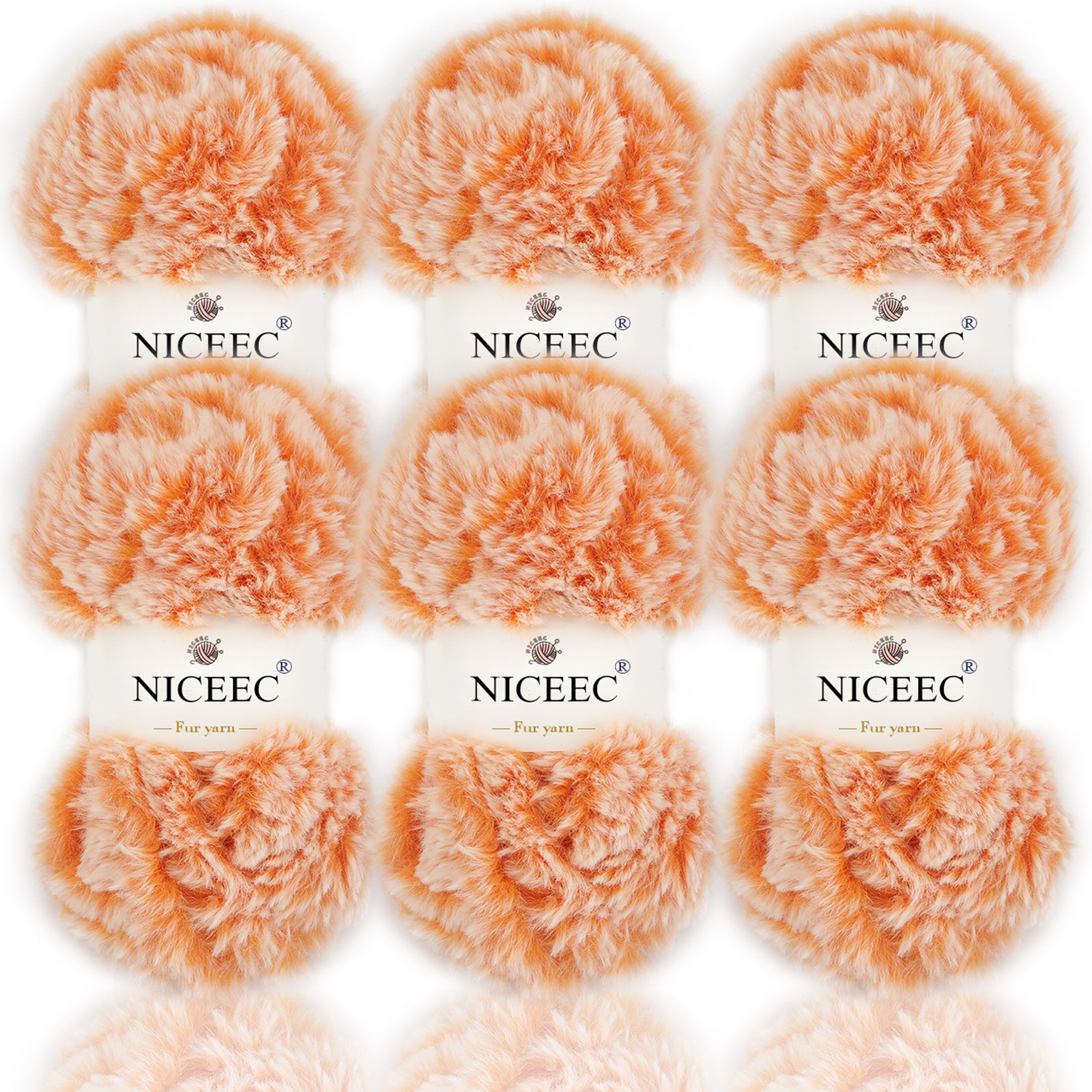 NICEEC 2 Skeins Super Soft Fur Yarn Chunky Fluffy Faux Fur Yarn Eyelash Yarn for Crochet Knit -Total Length 2×32m(2×35yds,50g×2)