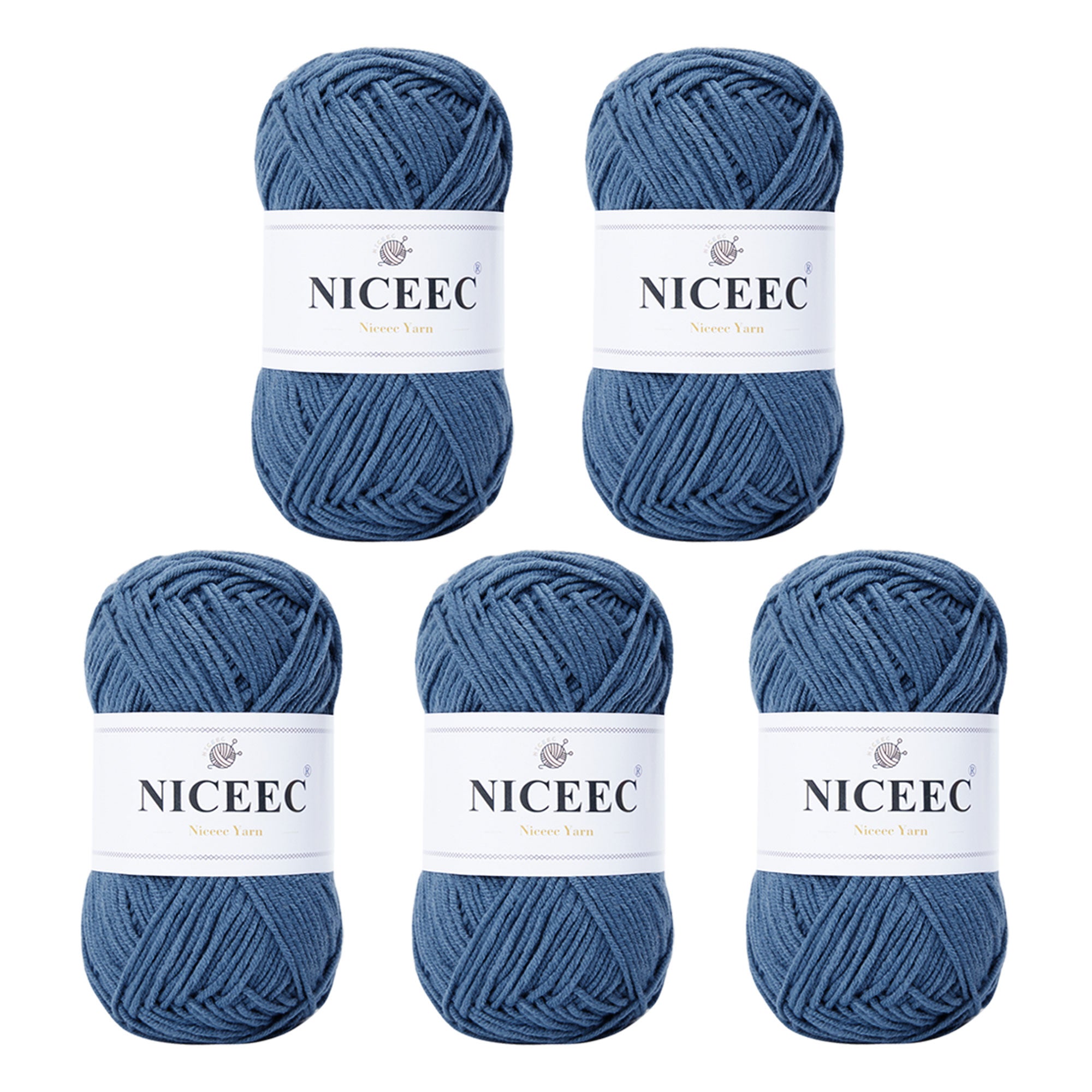 NICEEC 5 Skeins Cotton Blend Yarn Soft Yarn for Crocheting Baby Blanket Yarn for Knitting Easy Use 4 Ply Yarn Multicolored Yarn for DIY Craft