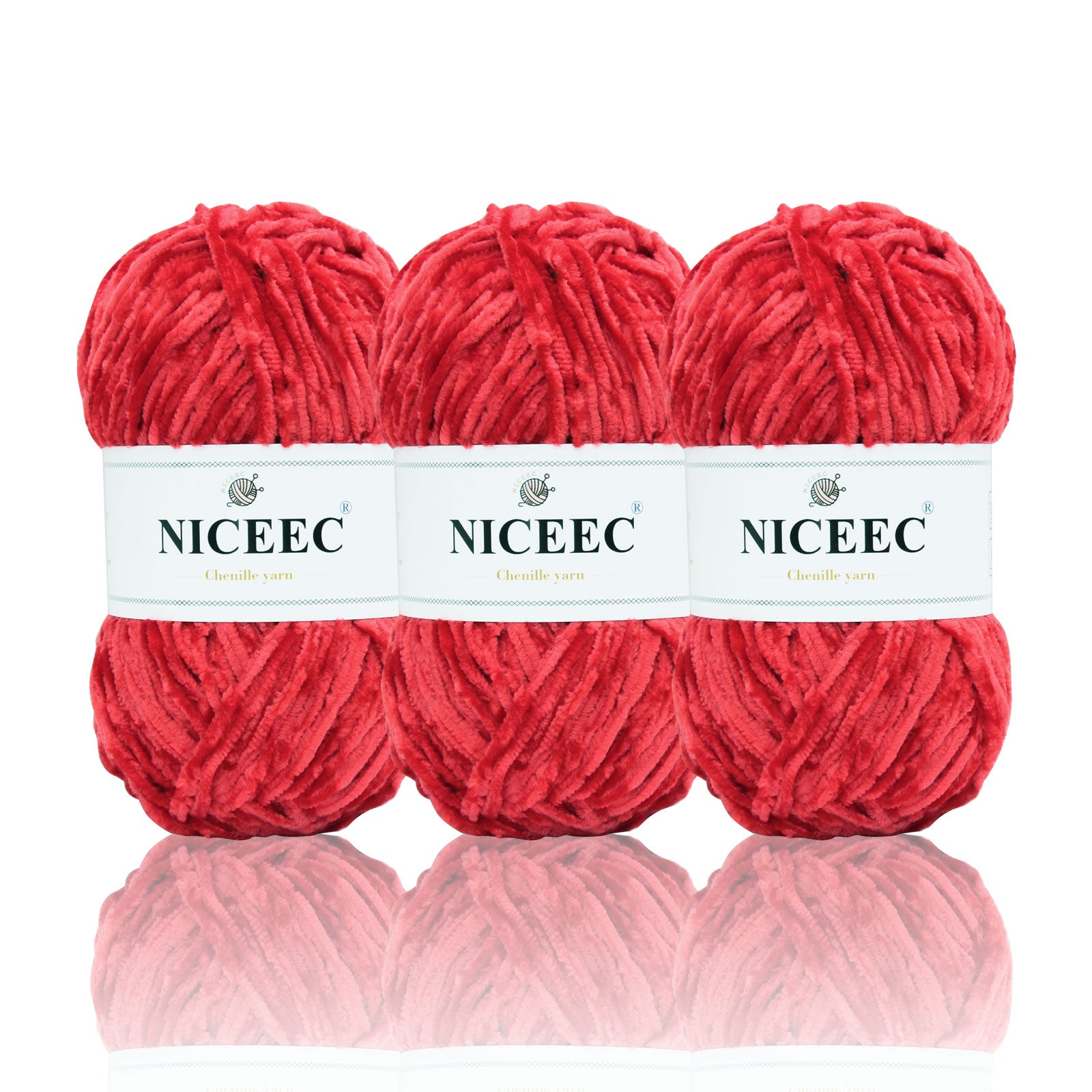 NICEEC 3 Skeins Soft Chenille Yarn Blanket Yarn for Knitting Fancy Yarn for Crochet Weaving DIY Craft