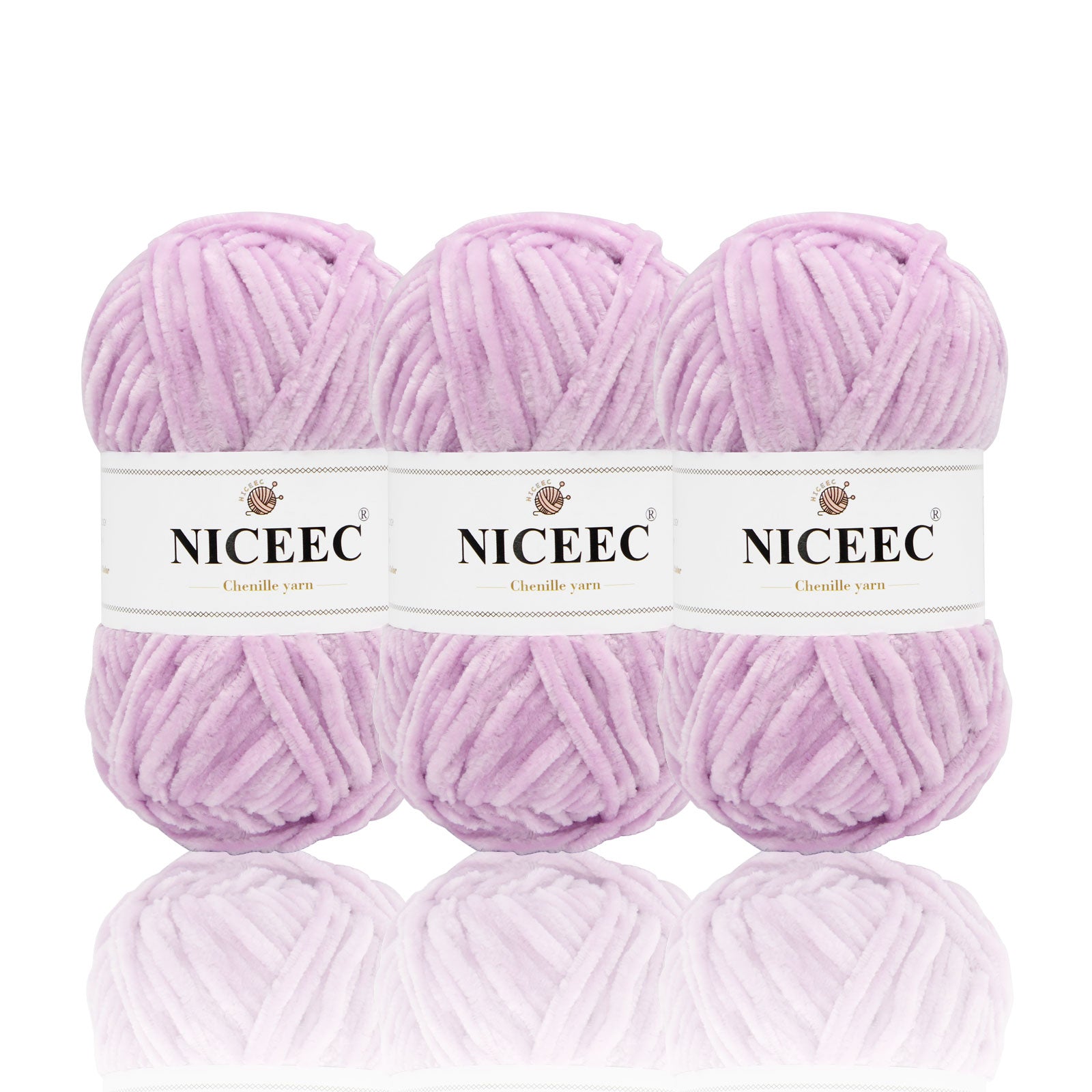 NICEEC 3 Skeins Soft Chenille Yarn Blanket Yarn for Knitting Fancy Yarn for Crochet Weaving DIY Craft