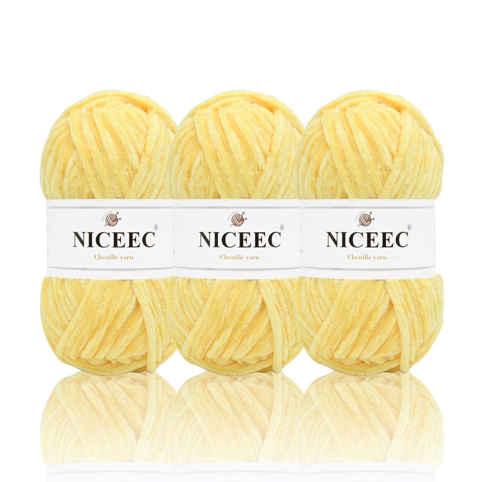 NICEEC 3 Skeins Soft Chenille Yarn Blanket Yarn for Knitting Fancy Yarn for Crochet Weaving DIY Craft