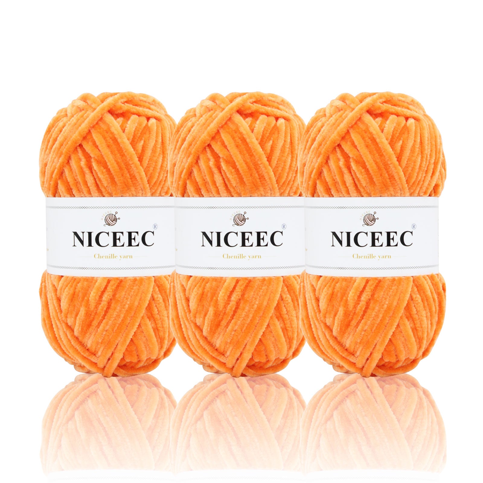 NICEEC 3 Skeins Soft Chenille Yarn Blanket Yarn for Knitting Fancy Yarn for Crochet Weaving DIY Craft