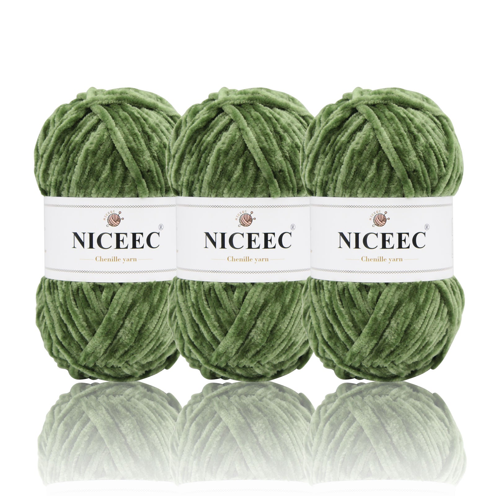 NICEEC 3 Skeins Soft Chenille Yarn Blanket Yarn for Knitting Fancy Yarn for Crochet Weaving DIY Craft