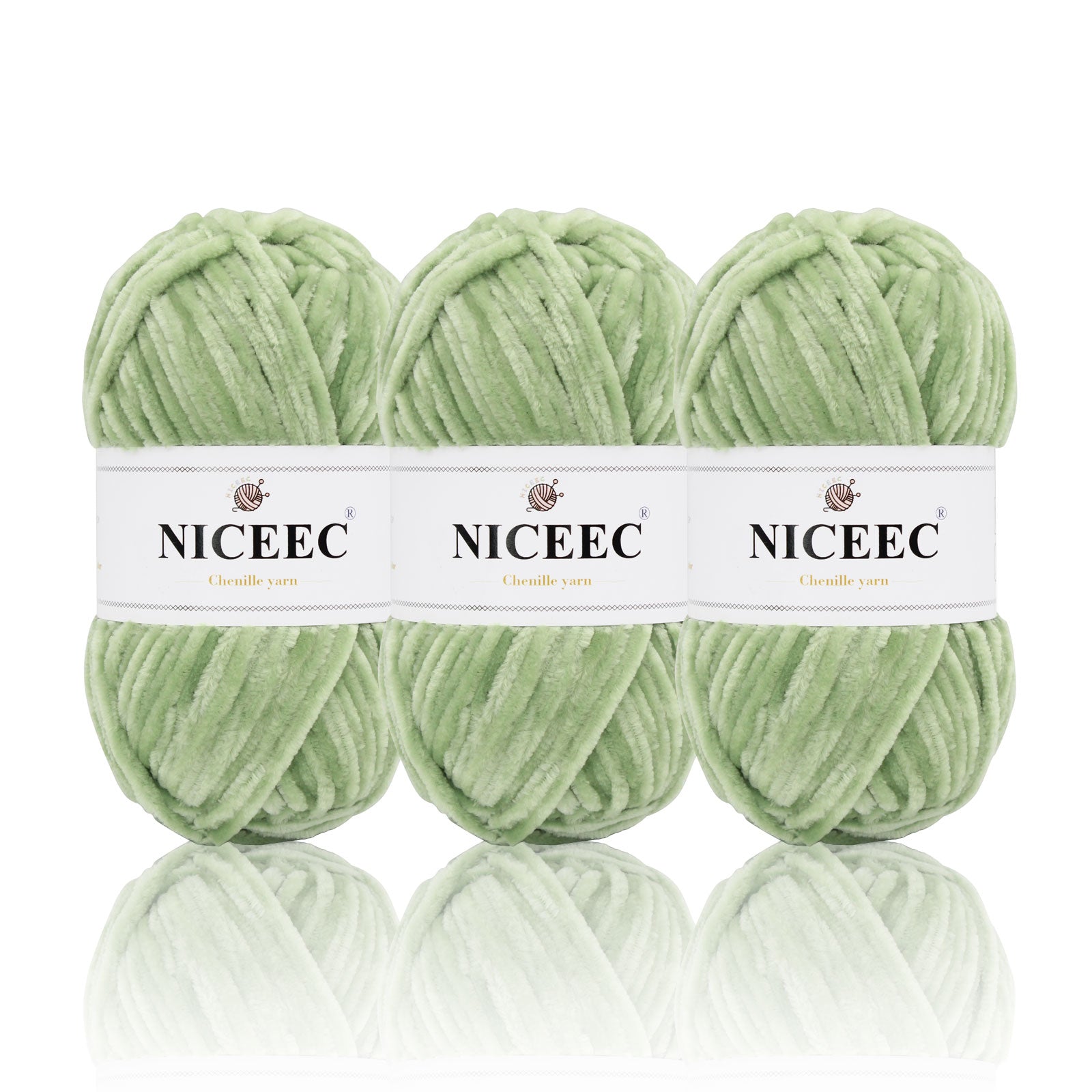 NICEEC 3 Skeins Soft Chenille Yarn Blanket Yarn for Knitting Fancy Yarn for Crochet Weaving DIY Craft