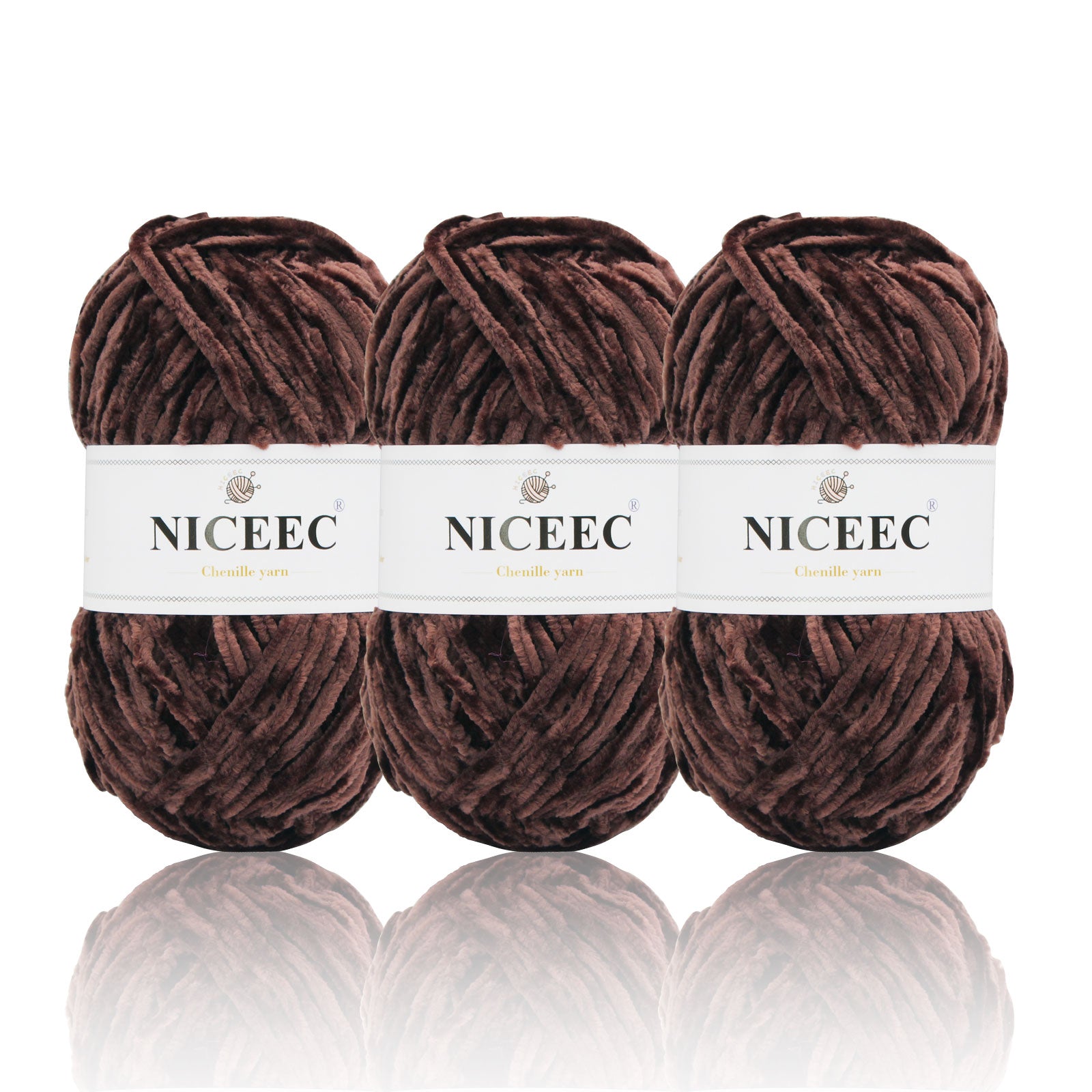 NICEEC 3 Skeins Soft Chenille Yarn Blanket Yarn for Knitting Fancy Yarn for Crochet Weaving DIY Craft