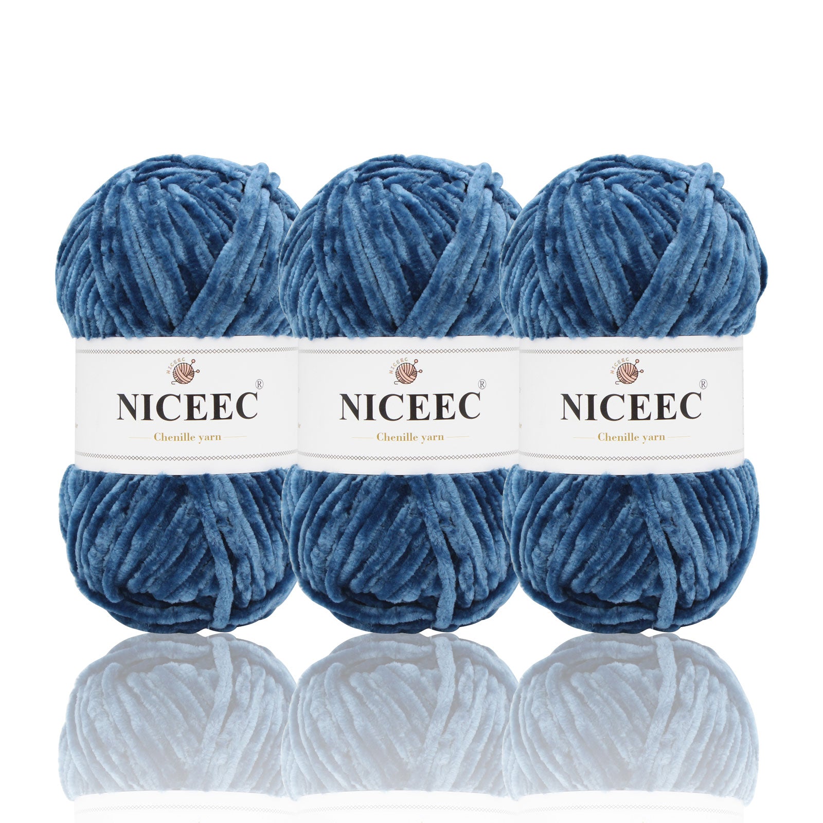 NICEEC 3 Skeins Soft Chenille Yarn Blanket Yarn for Knitting Fancy Yarn for Crochet Weaving DIY Craft