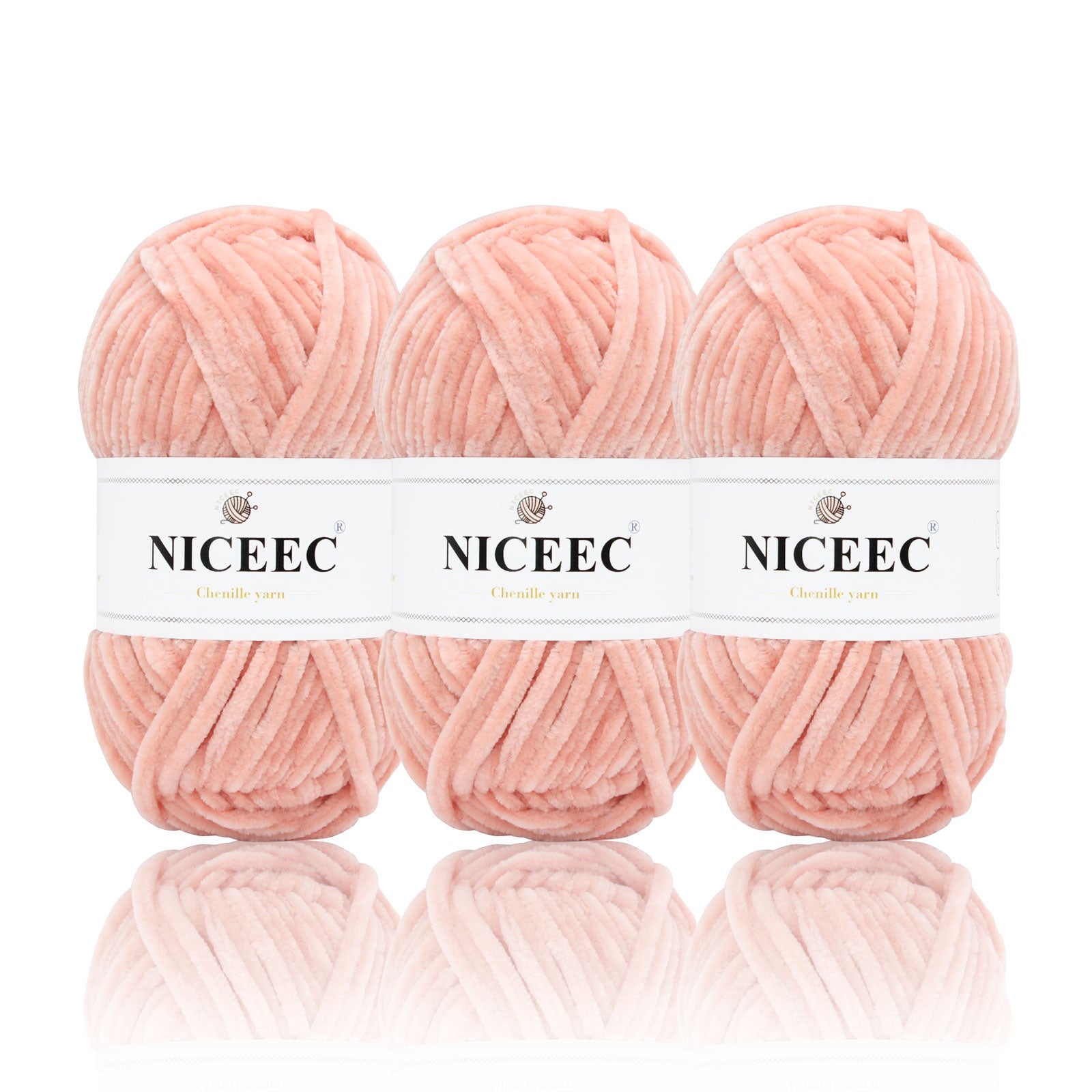 NICEEC 3 Skeins Soft Chenille Yarn Blanket Yarn for Knitting Fancy Yarn for Crochet Weaving DIY Craft