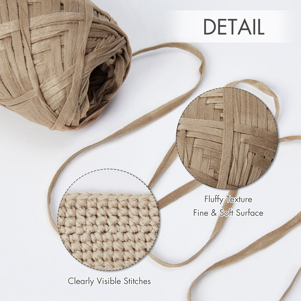 NICEEC 6 Skeins Soft Tape Yarn for Crocheting Craft Paper Yarn Easy Crochet Raffia Yarn Ribbon Yarn for DIY Craft Gift Wrapping Total Length 1.76oz×6/109yds×6