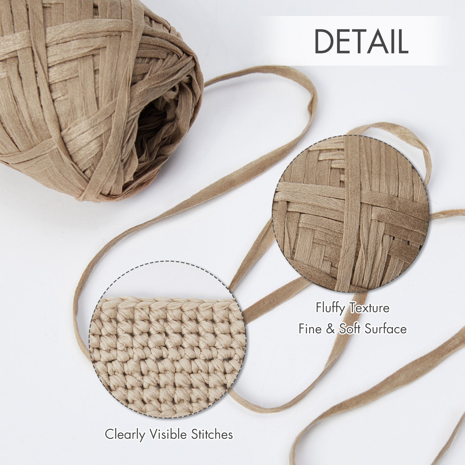 NICEEC 6 Skeins Soft Tape Yarn for Crocheting Craft Paper Yarn Easy Crochet Raffia Yarn Ribbon Yarn for DIY Craft Gift Wrapping Total Length 1.76oz×6/109yds×6