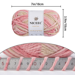 NICEEC 3 Skeins Colorful Acrylic Yarn Soft Quality Yarn Bulky Weight Yarn Multicolored Yarn for Crochet Knit -Total Length 3×120 yds/3×5.3oz