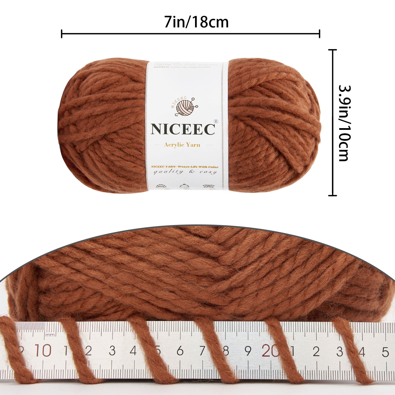 NICEEC 3 Skeins Colorful Acrylic Yarn Soft Quality Yarn Bulky Weight Yarn Multicolored Yarn for Crochet Knit -Total Length 3×120 yds/3×5.3oz