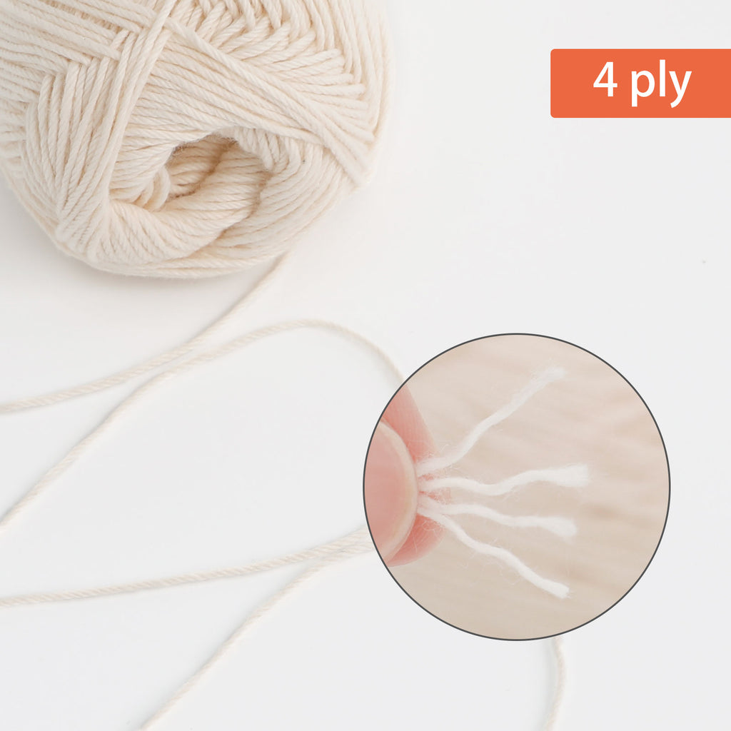 NICEEC 4 Skeins Soft Baby Yarn 100% Cotton Yarn for Crochet Knitting 4 Ply Yarn Blanket Yarn for DIY Craft Fingering Weight Yarn Total Length 4×175yds/4×50g
