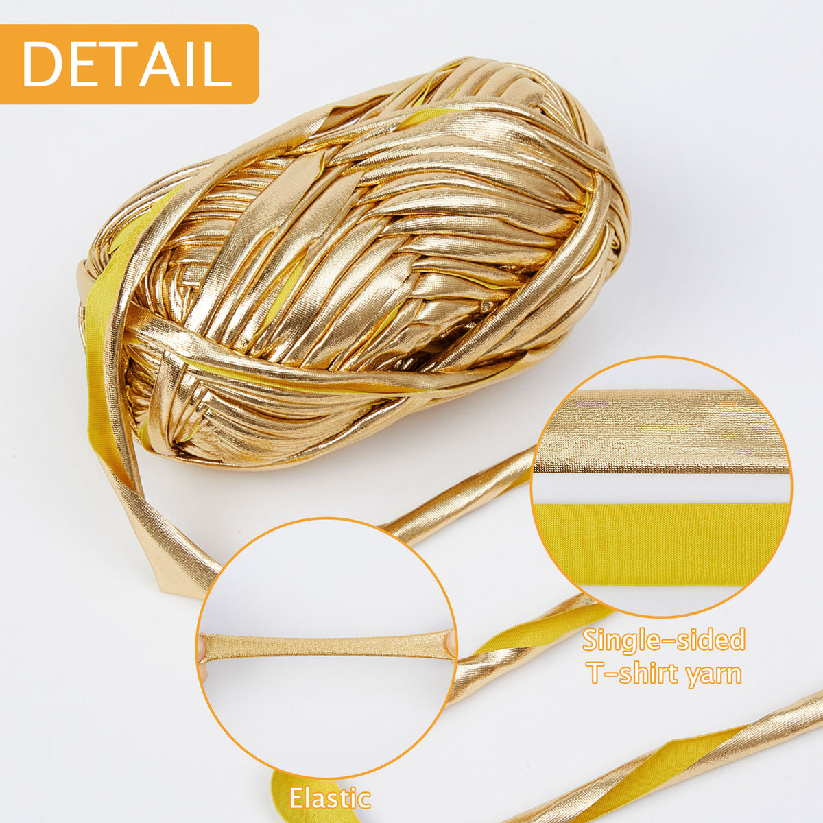 NICEEC 2 Skeins Metal T-Shirt Yarn Single-Side Bright, Glossy, Crochet & Knitting, Fabric Cloth Yarn Handmade DIY Craft Bag Basket Cushion-Totle Length 64yds(7.1oz)