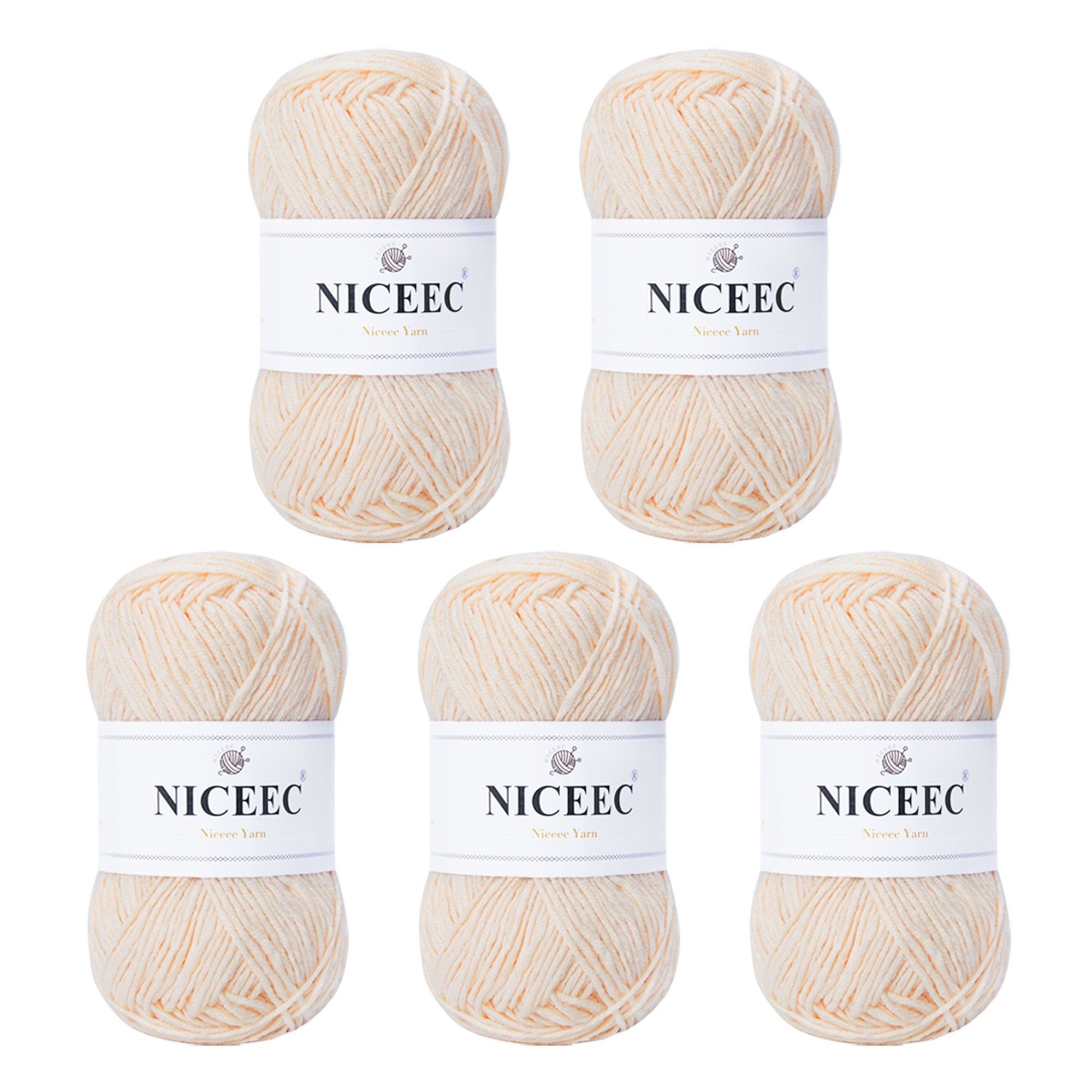 NICEEC 5 Skeins Cotton Blend Yarn Soft Yarn for Crocheting Baby Blanket Yarn for Knitting Easy Use 4 Ply Yarn Multicolored Yarn for DIY Craft