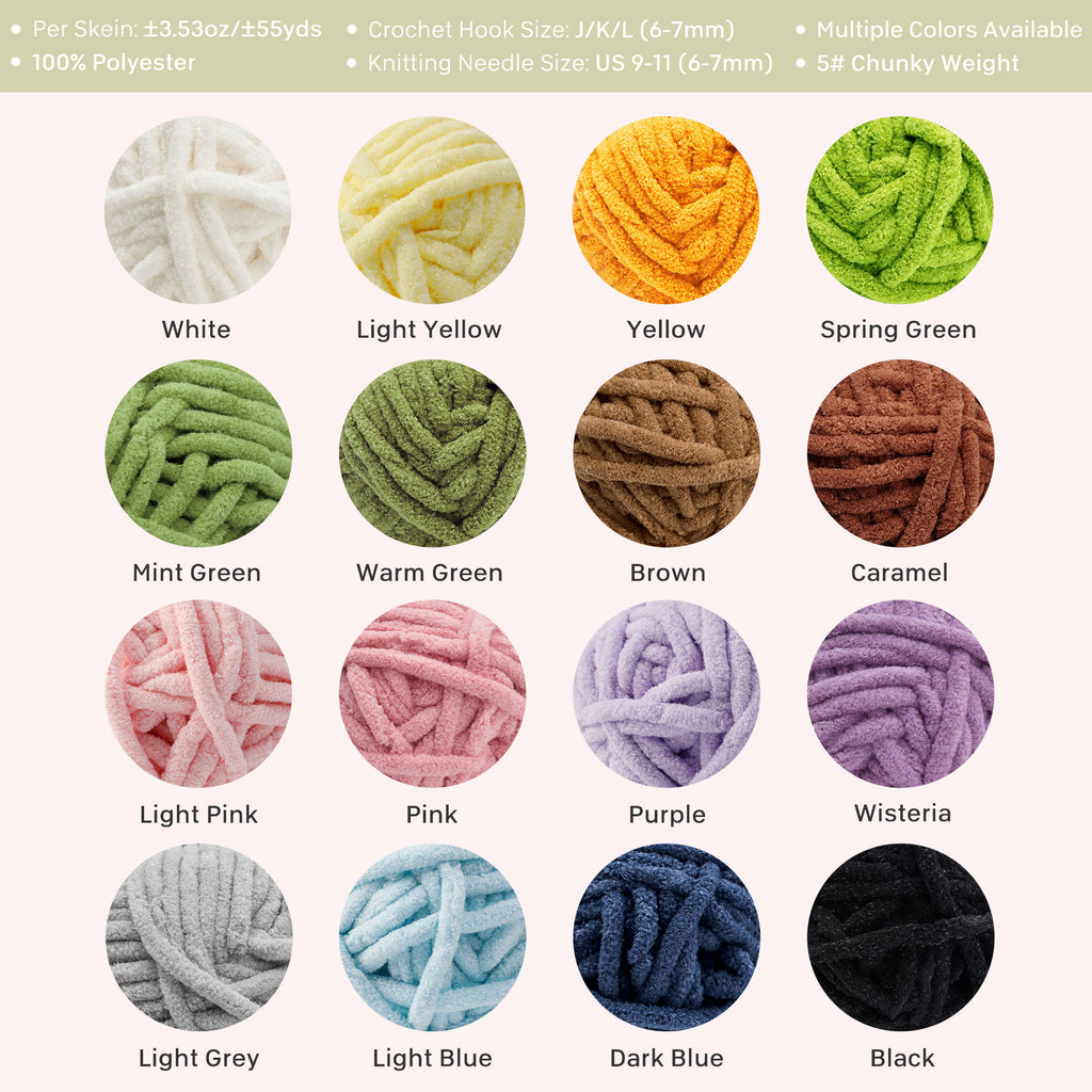 NICEEC 3 Skeins Sparkling Chenille Yarn Soft Yarn for Crochet Knitting Blanket Yarn DIY Craft Yarn for Blanket-Total Length 3×50m(3×55yds,100g×3)
